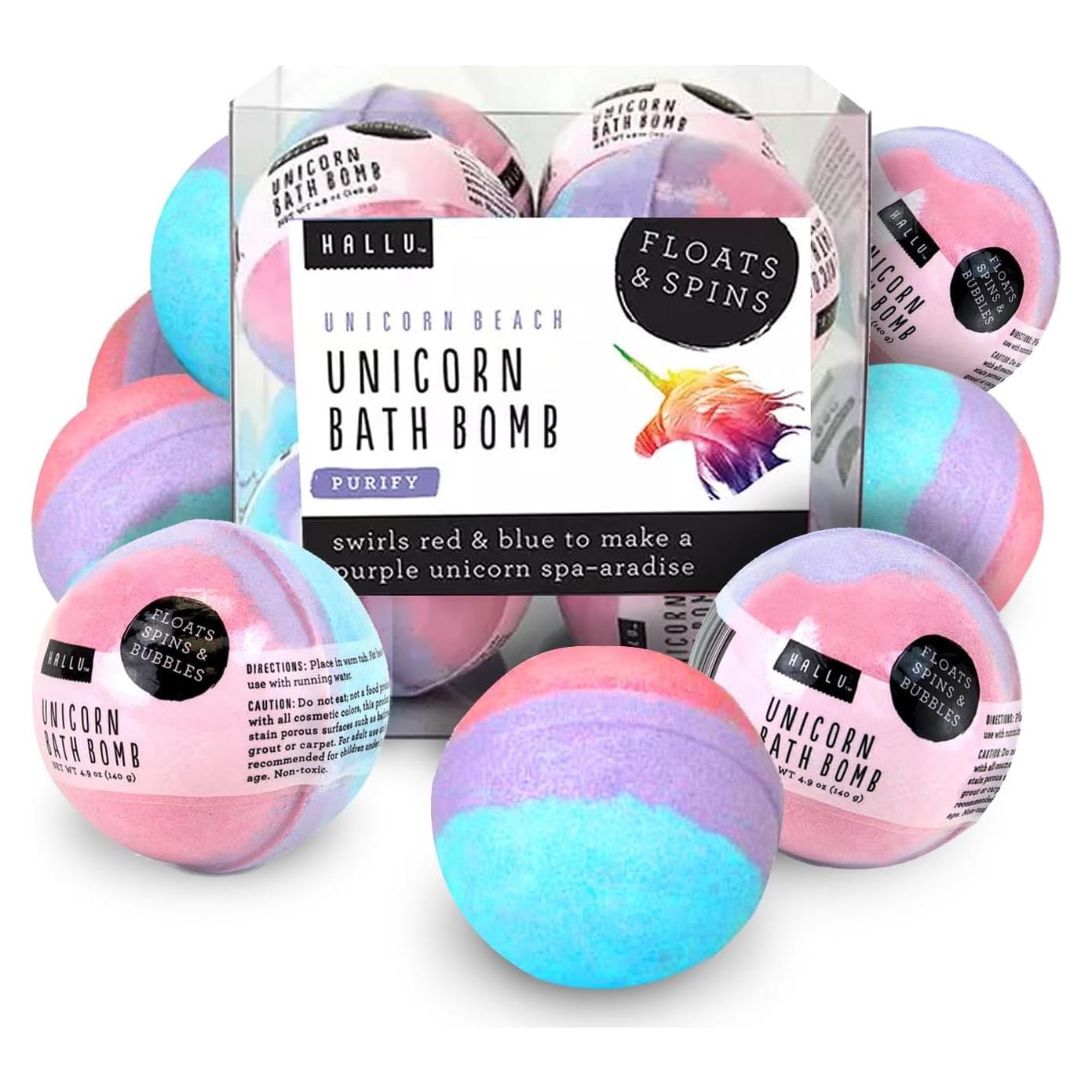 Bomba de Baño Hallu Unicorn 140g - Mango, Durazno y Vainilla, 8 Pzas