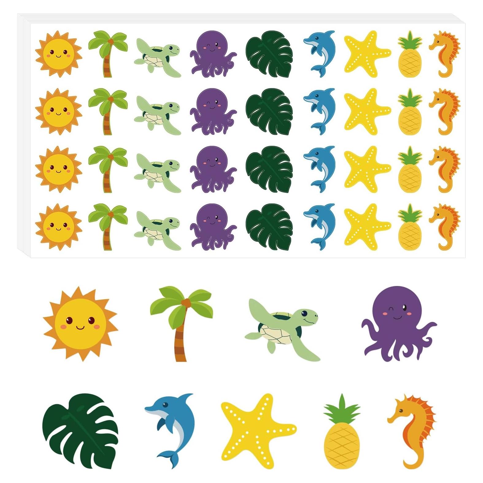 540 Calcomanías de Bronceado Lyreh - Estilo Playa y Océano