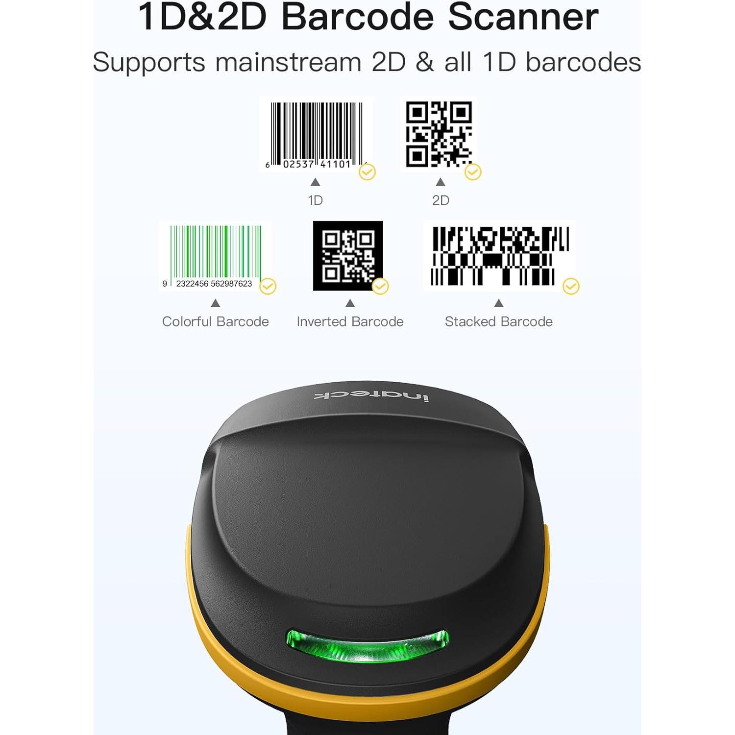 Escáner de Código de Barras 2D Inateck BCST-54 Negro con Base