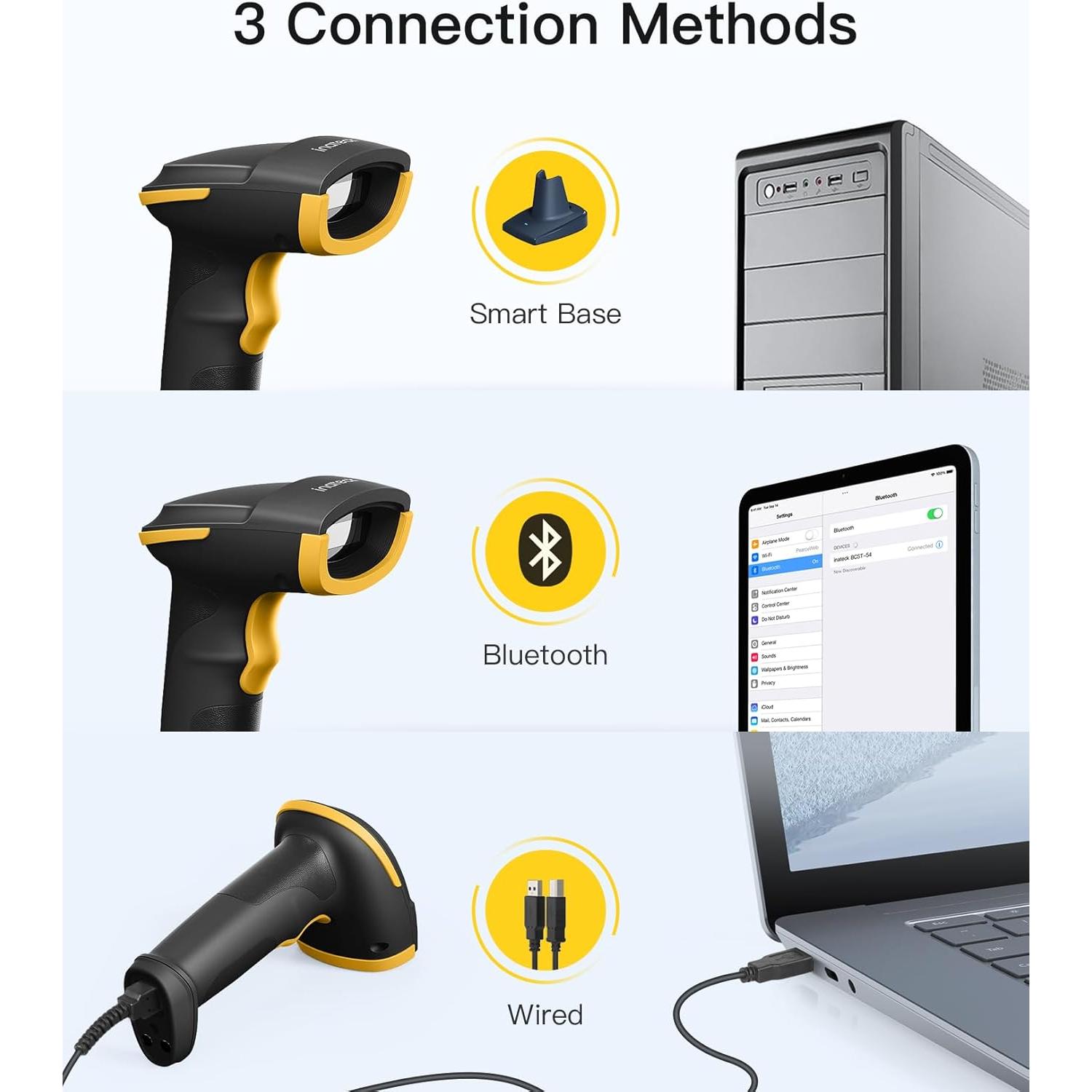 Escáner de Código de Barras 2D Inateck BCST-54 Negro con Base