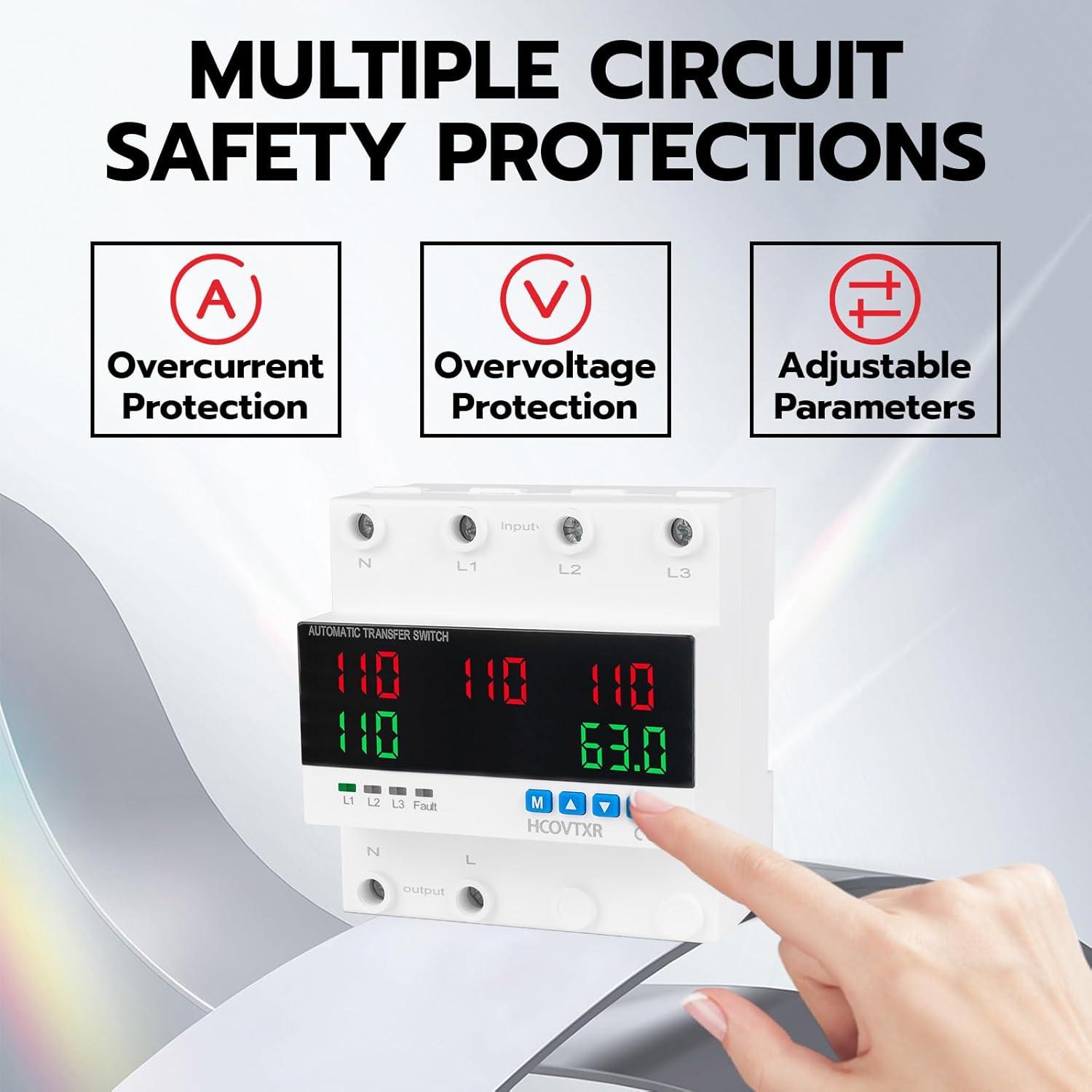 Interruptor de Transferencia Automático 63A HCOVTXR con Pantalla LED