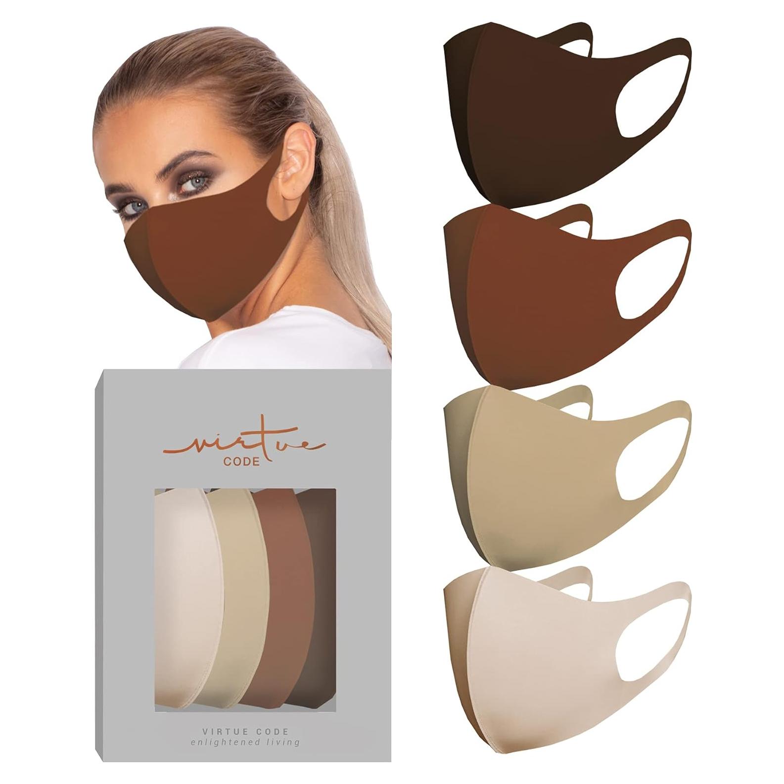 Paquete de 4 Mascarillas de Tela Virtue Code - Suaves y Lavables