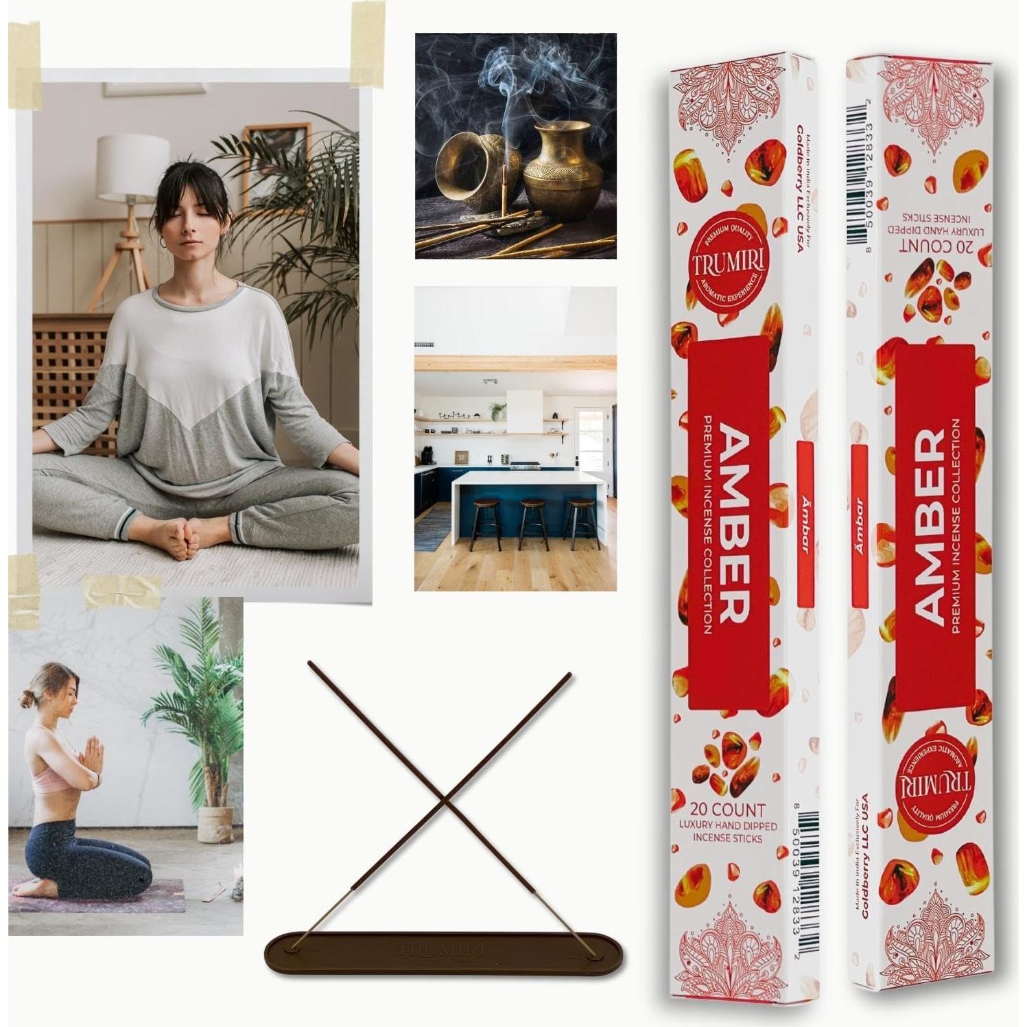 Varitas de Incienso Ámbar TRUMIRI - Paquete Doble 40 Varitas