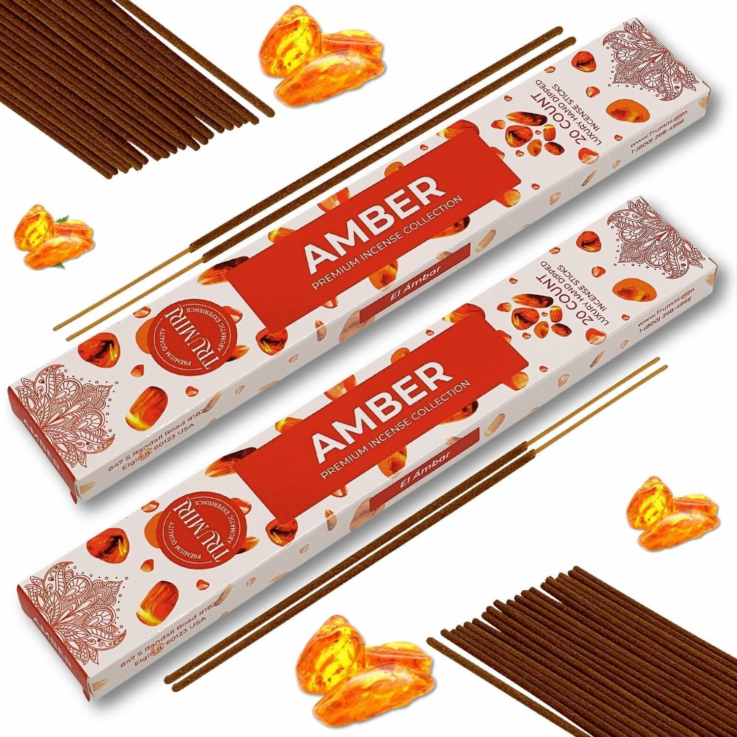 Varitas de Incienso Ámbar TRUMIRI - Paquete Doble 40 Varitas