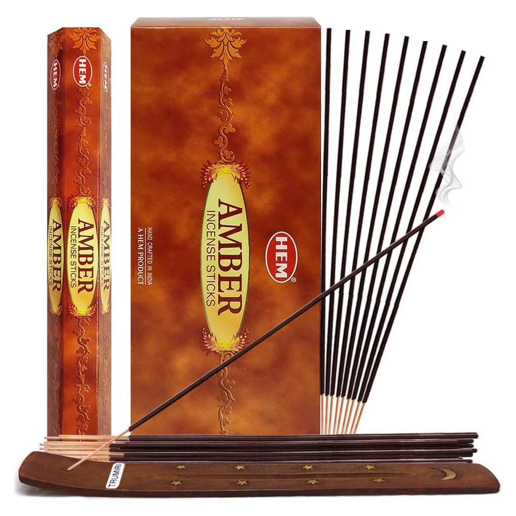 Conos de Incienso Ámbar Hem con Soporte Trumiri - 120 Unidades