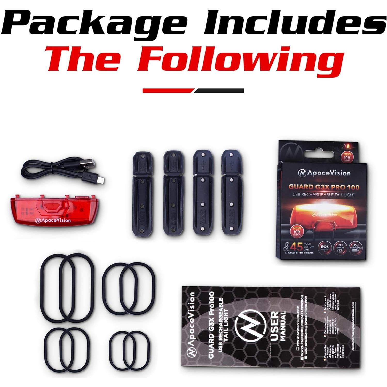 Luz Trasera LED Apace Vision Guard G3X Pro100 100 Lúmenes