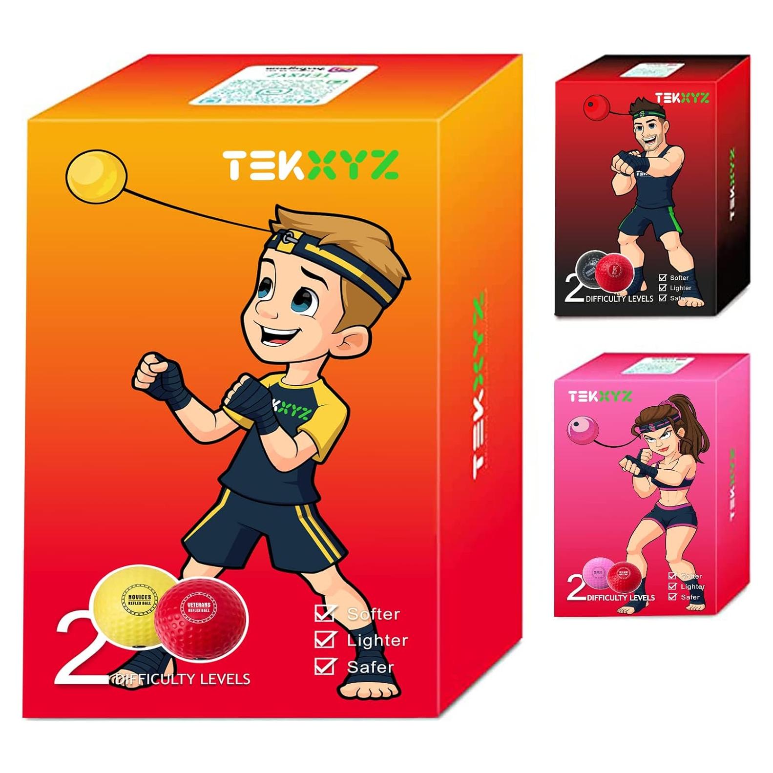 Bola de Boxeo TEKXYZ con Banda para la Cabeza - Amarillo/Rojo