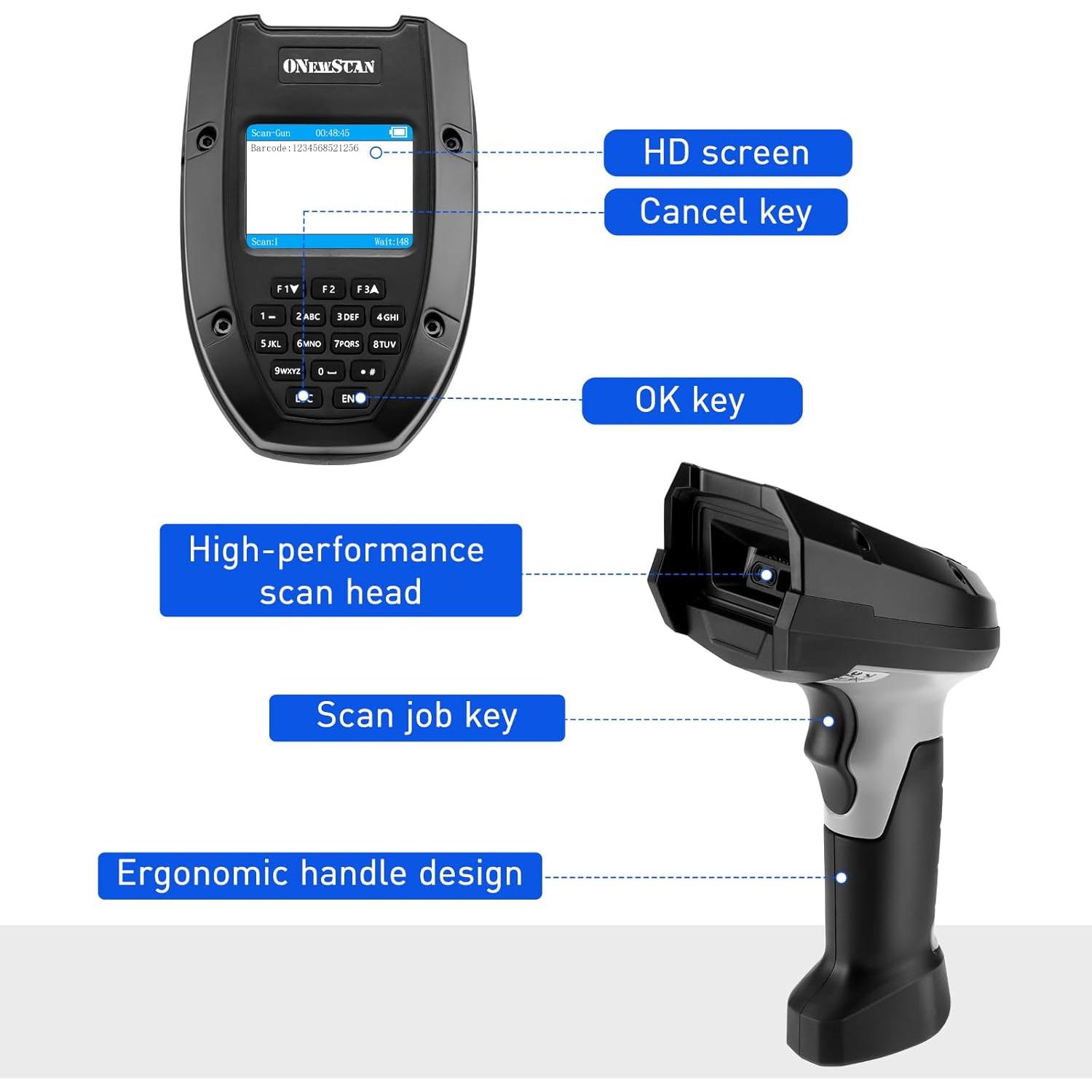 Escáner de Código de Barras Inalámbrico ONEWSCAN NS-7106H 1D