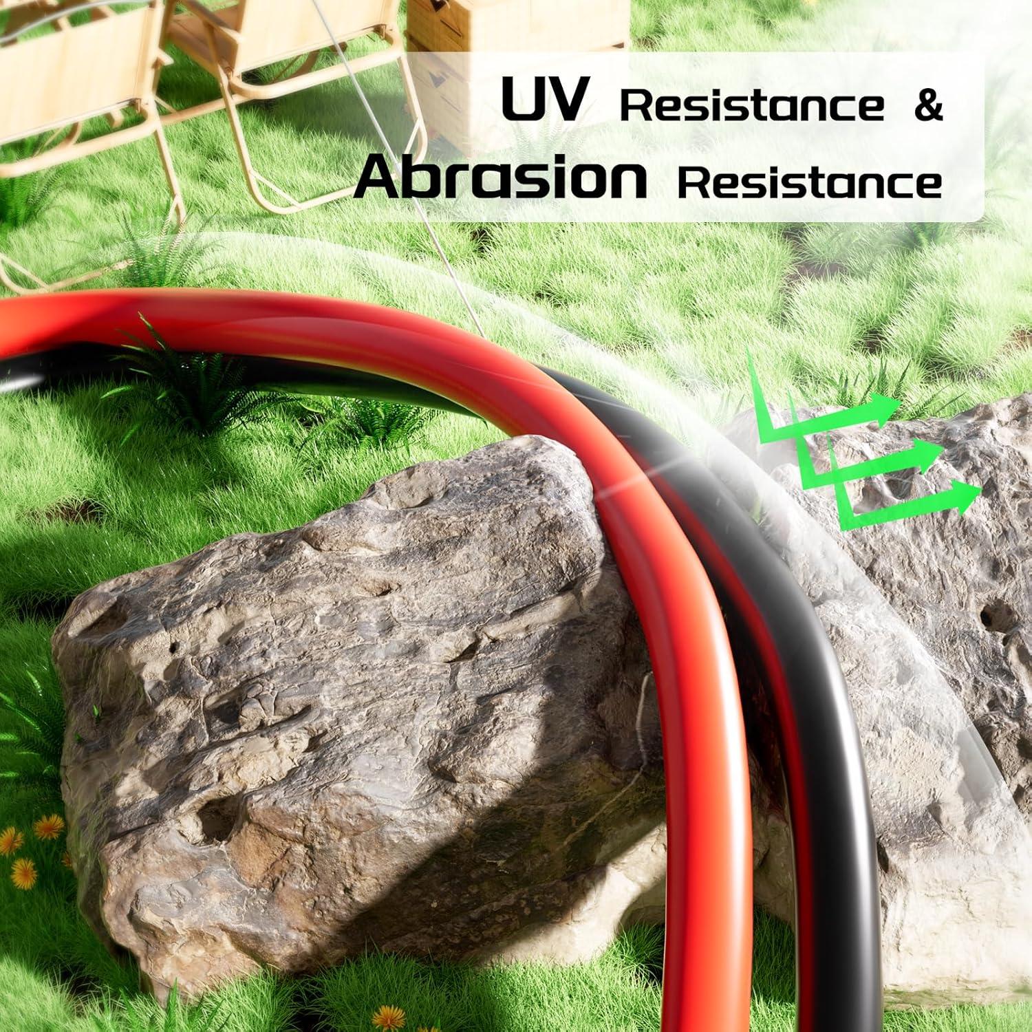 Kit de Cable de Extensión Solar 10AWG Bateria Power 50Ft Negro y Rojo