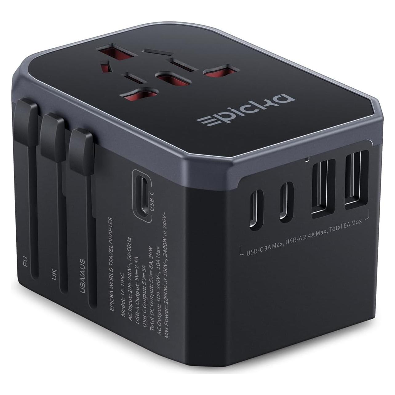 Adaptador de Viaje Universal EPICKA TA-105C 3 USB-C 2 USB-A