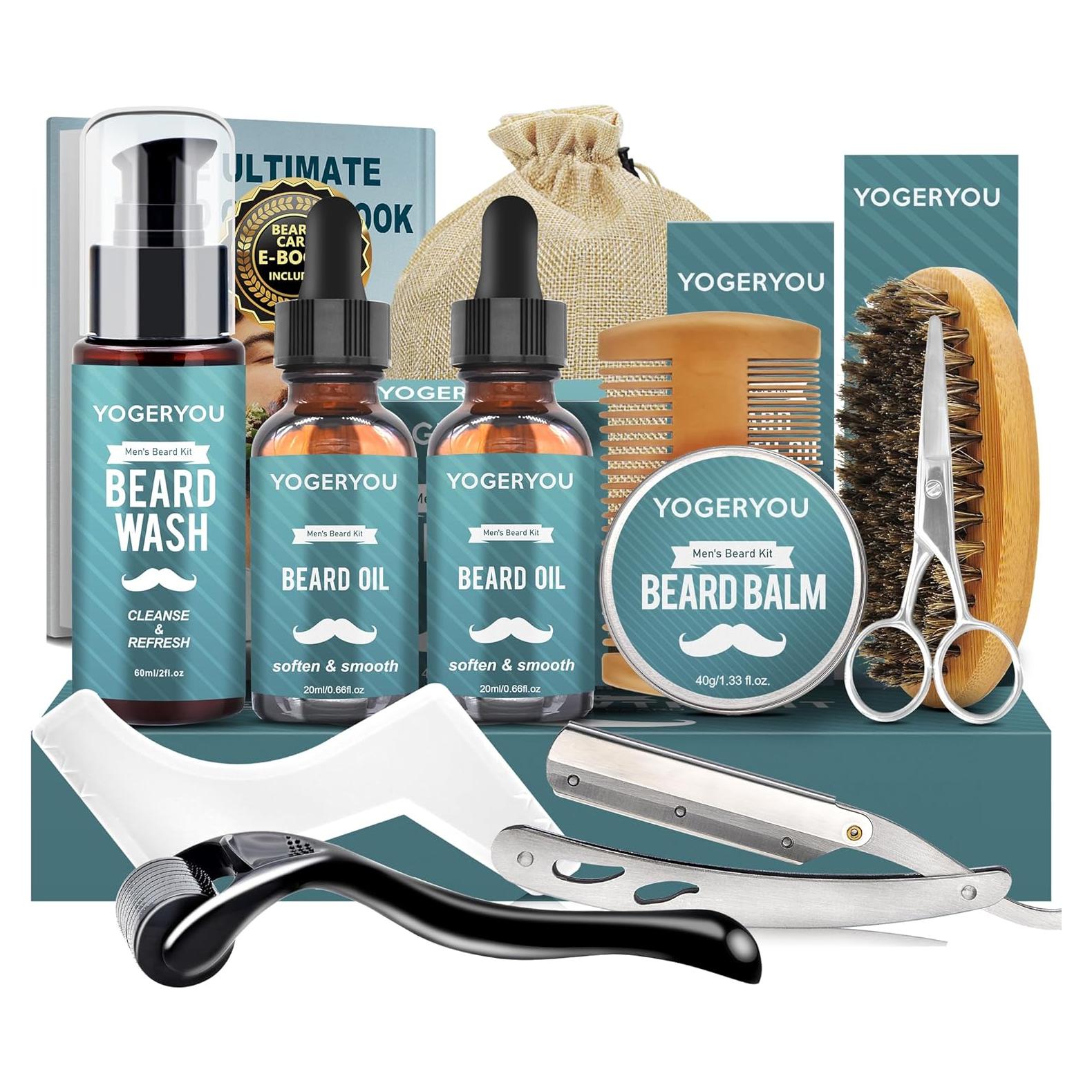 Kit de Cuidado de Barba YogerYou con Navaja y Aceites