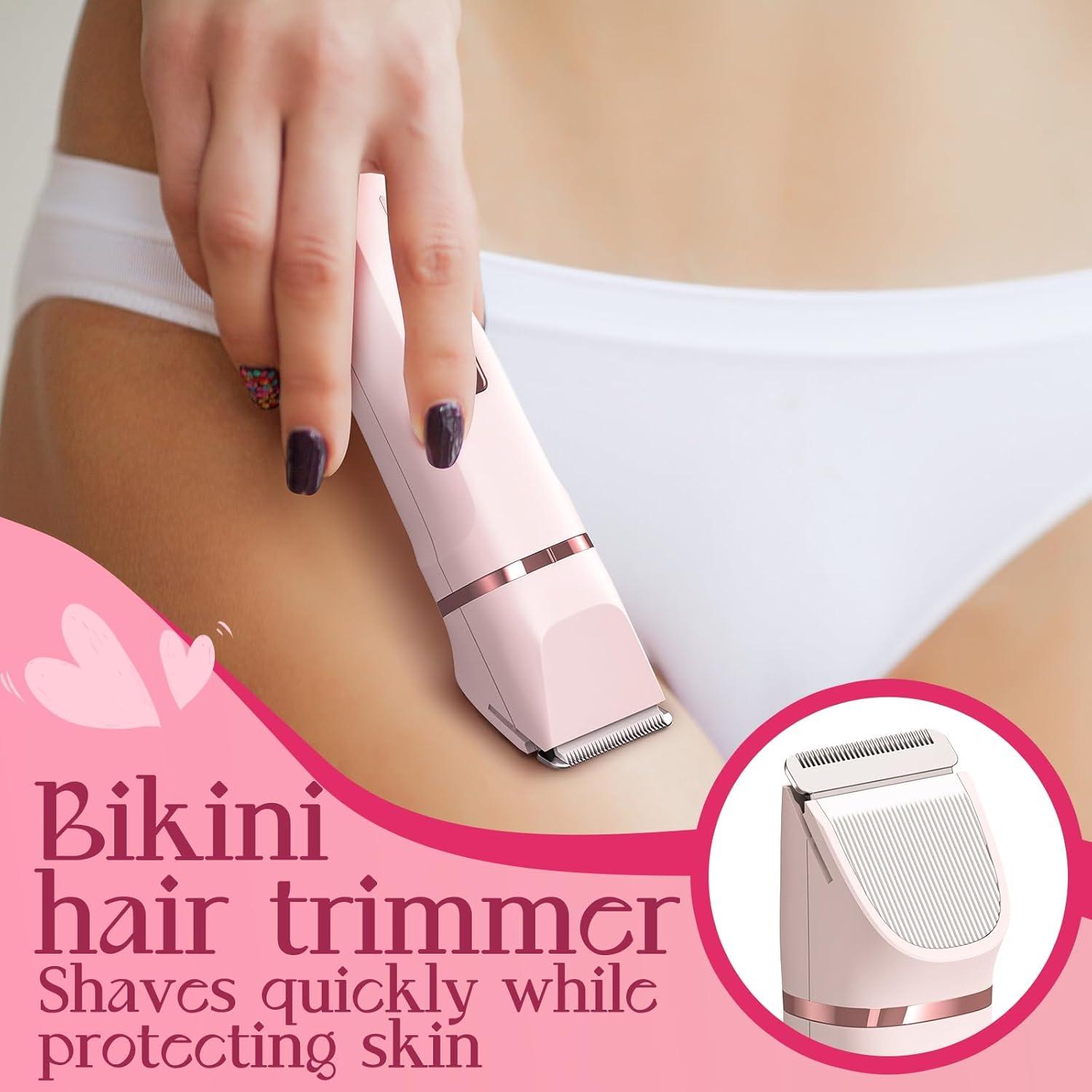 Recortadora de Bikini Risina Rosa 2-en-1 Inalámbrica IPX7