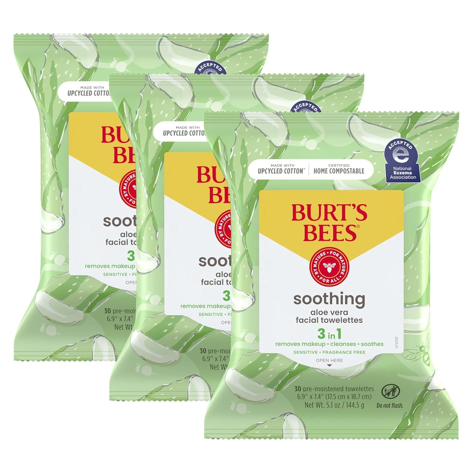 Toallitas Faciales Burt's Bees Aloe Vera Piel Sensible 30 Pzas