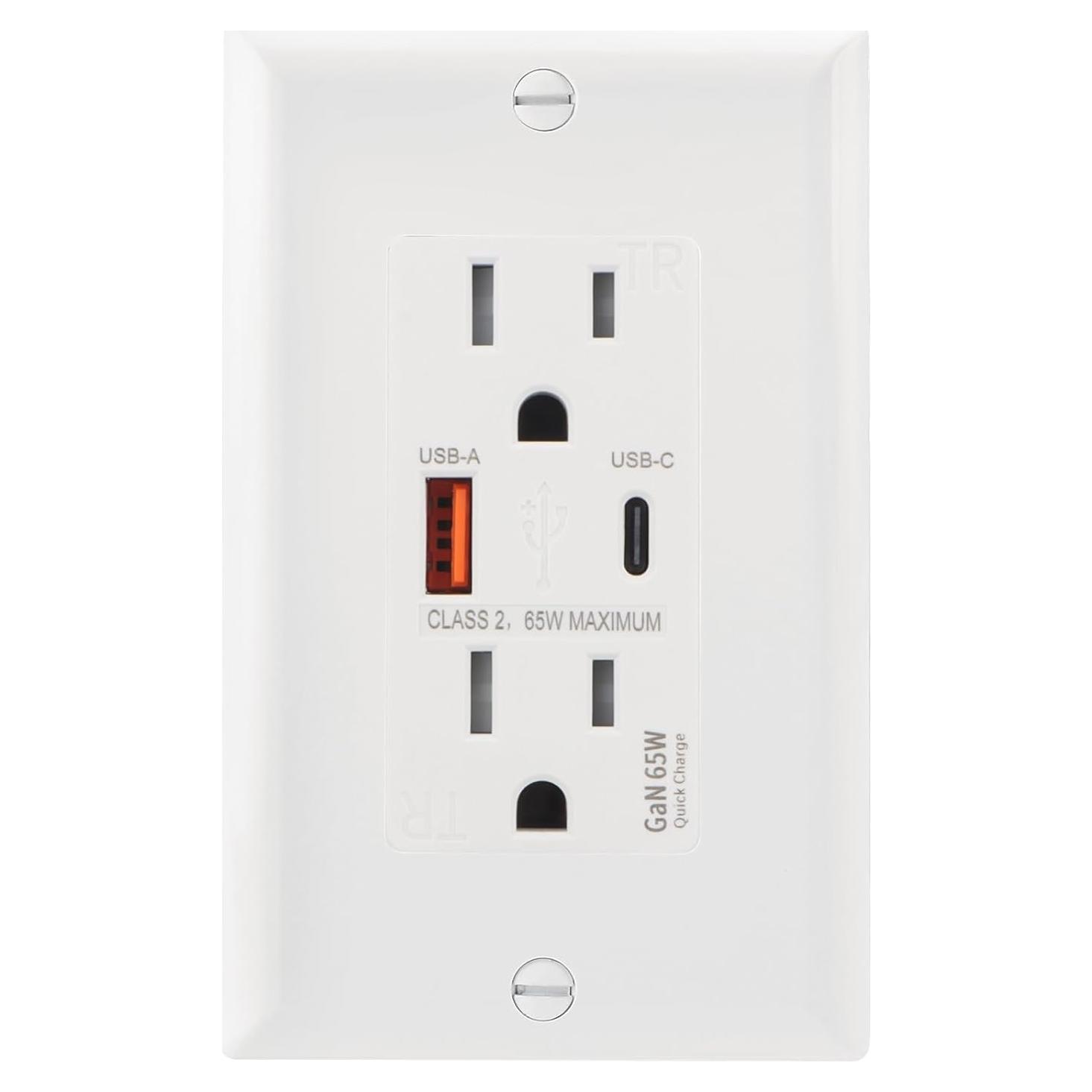 Enchufe de Pared USB Wengart 65W Tipo C y A, Certificado UL