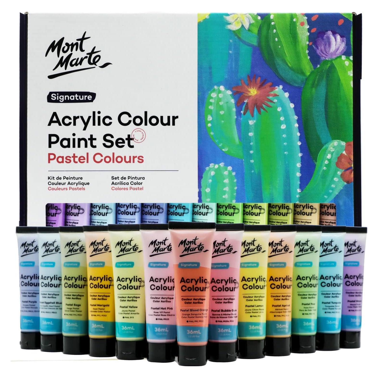 Juego de Pintura Acrílica Pastel Mont Marte 24 Colores 36ml