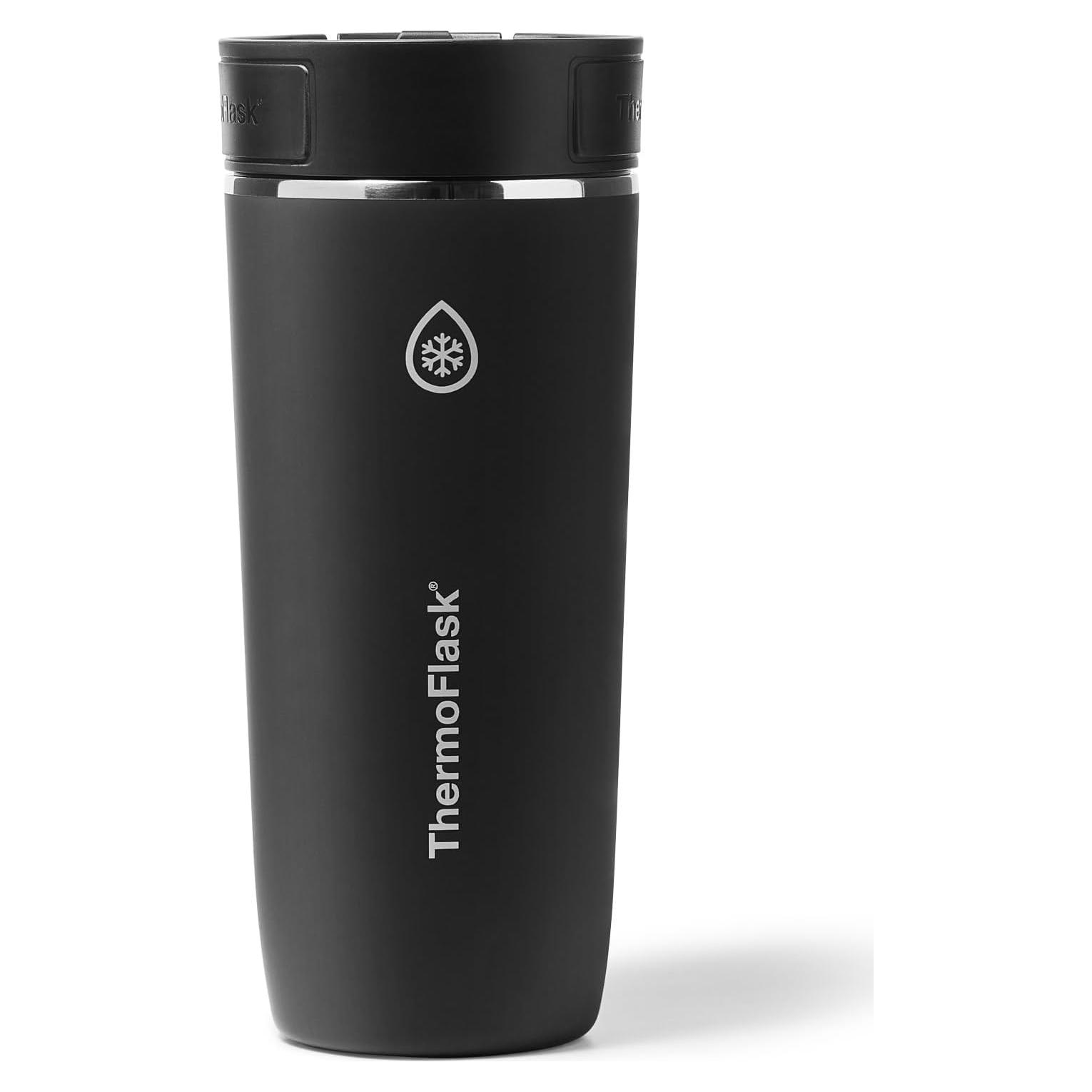 Taza de Viaje ThermoFlask 0.47L Acero Inoxidable Aislada Negra