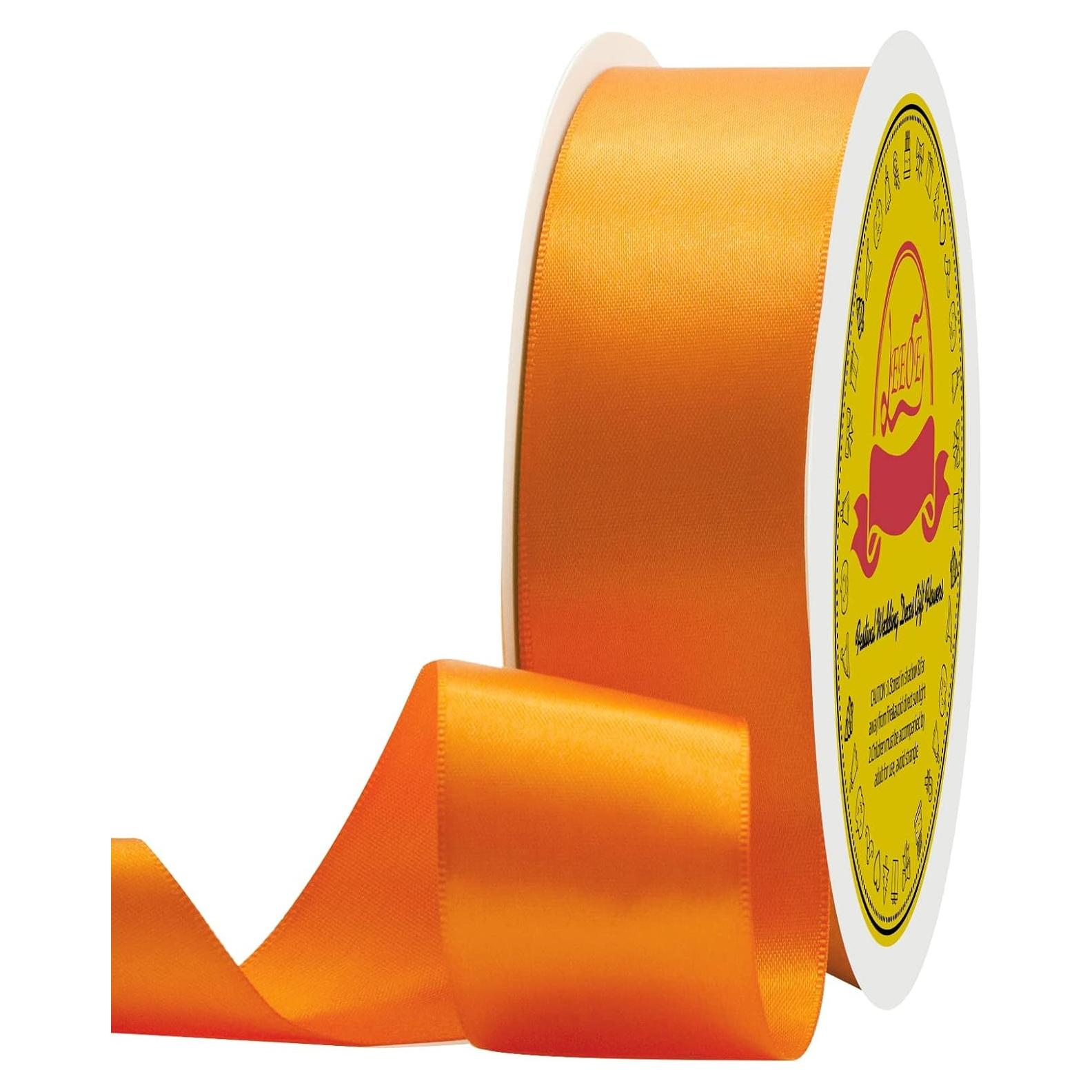 Cinta de satén naranja LEEQE 3.81 cm x 45.72 m para manualidades