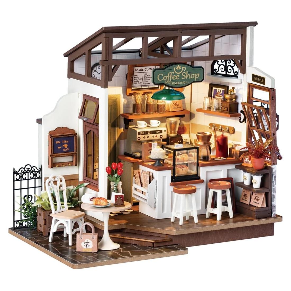 Kit Casa Miniatura RoWood NO.17 Café DIY con LED