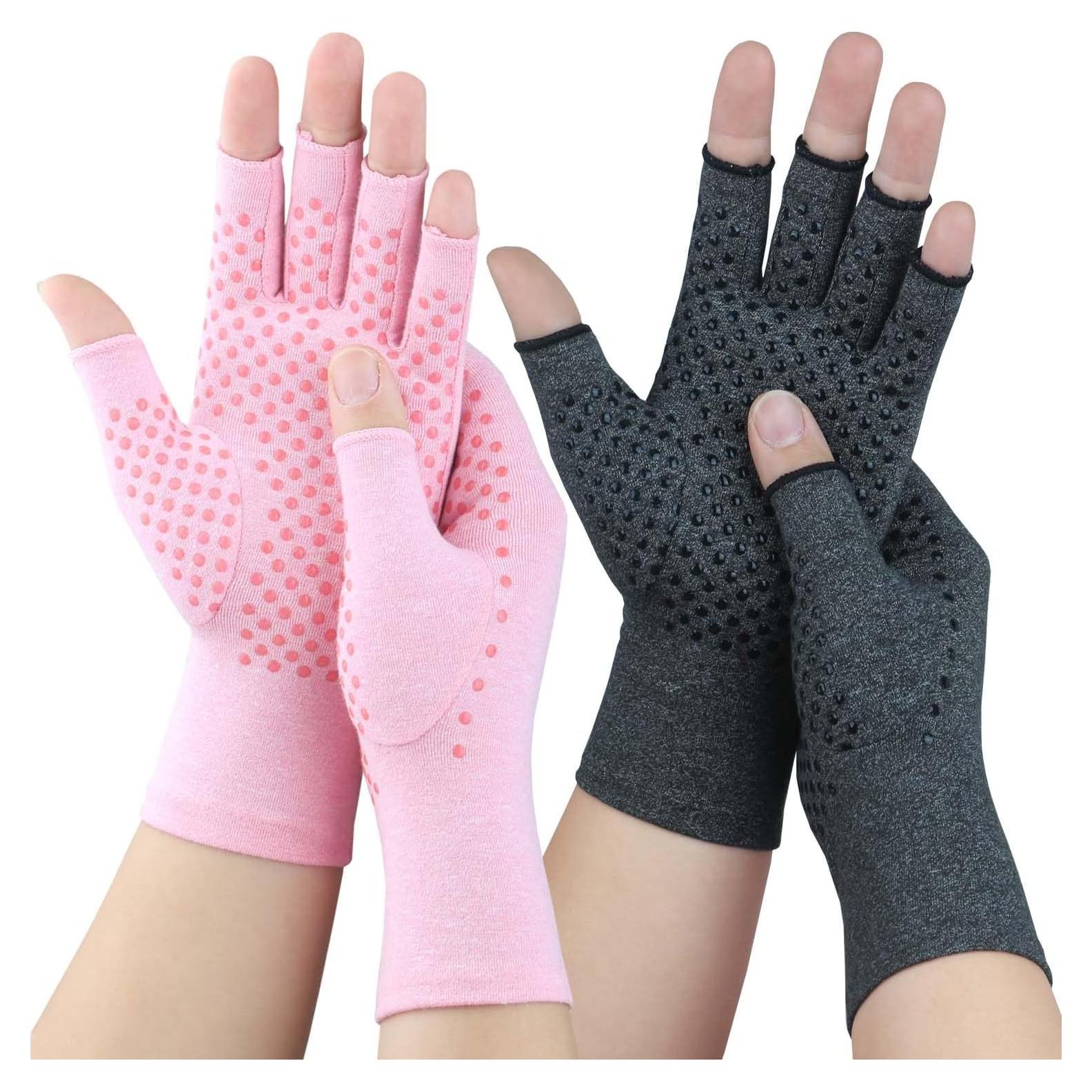 Guantes de Compresión Tiny Chou para Artritis - Rosa y Gris
