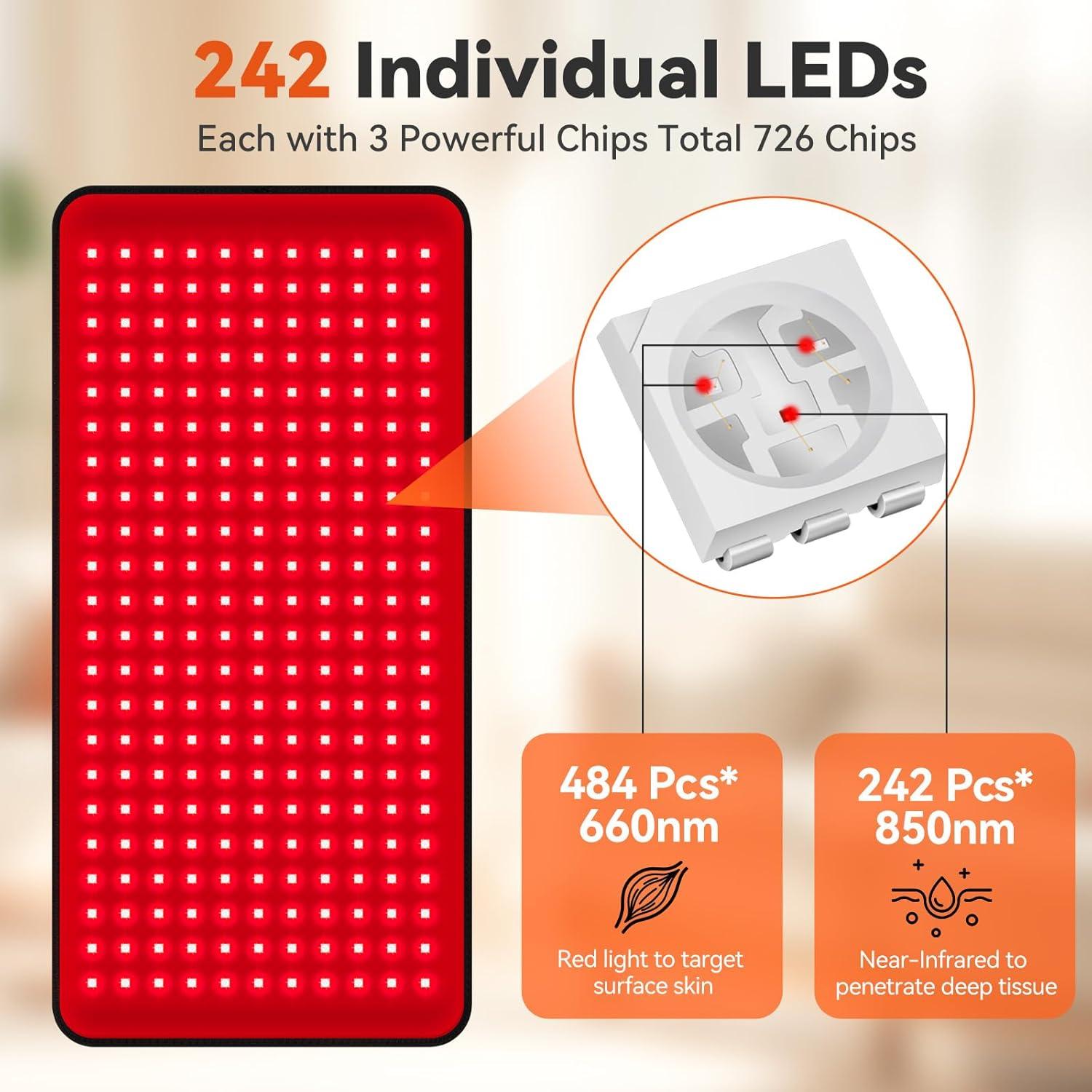 Alfombra de Terapia de Luz Roja Puroth 61x30.5cm 242 LEDs