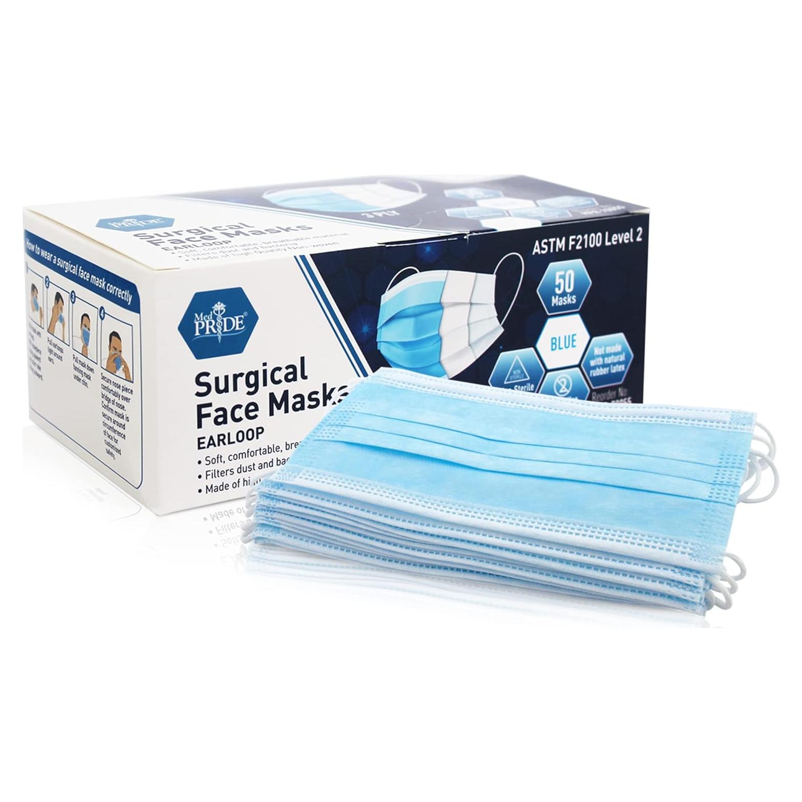 Mascarillas Médicas Desechables Medpride, Paquete de 50 Unidades