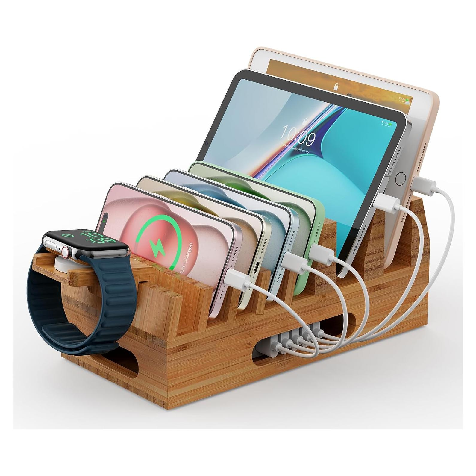 Estación de Carga de Bambú Pezin & Hulin para 7 Dispositivos