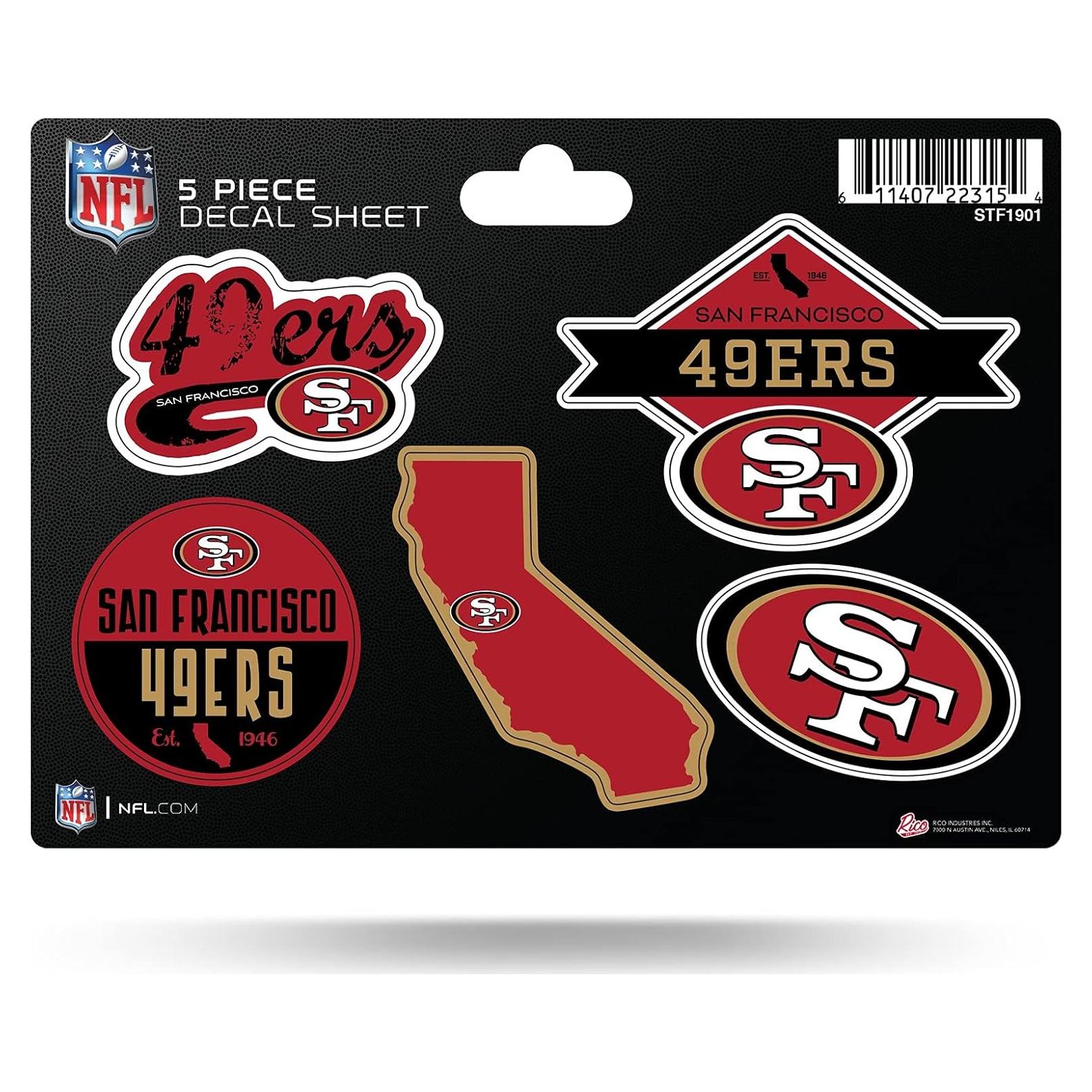 Calcomanías Troqueladas NFL Rico Industries 5 Piezas 49ers
