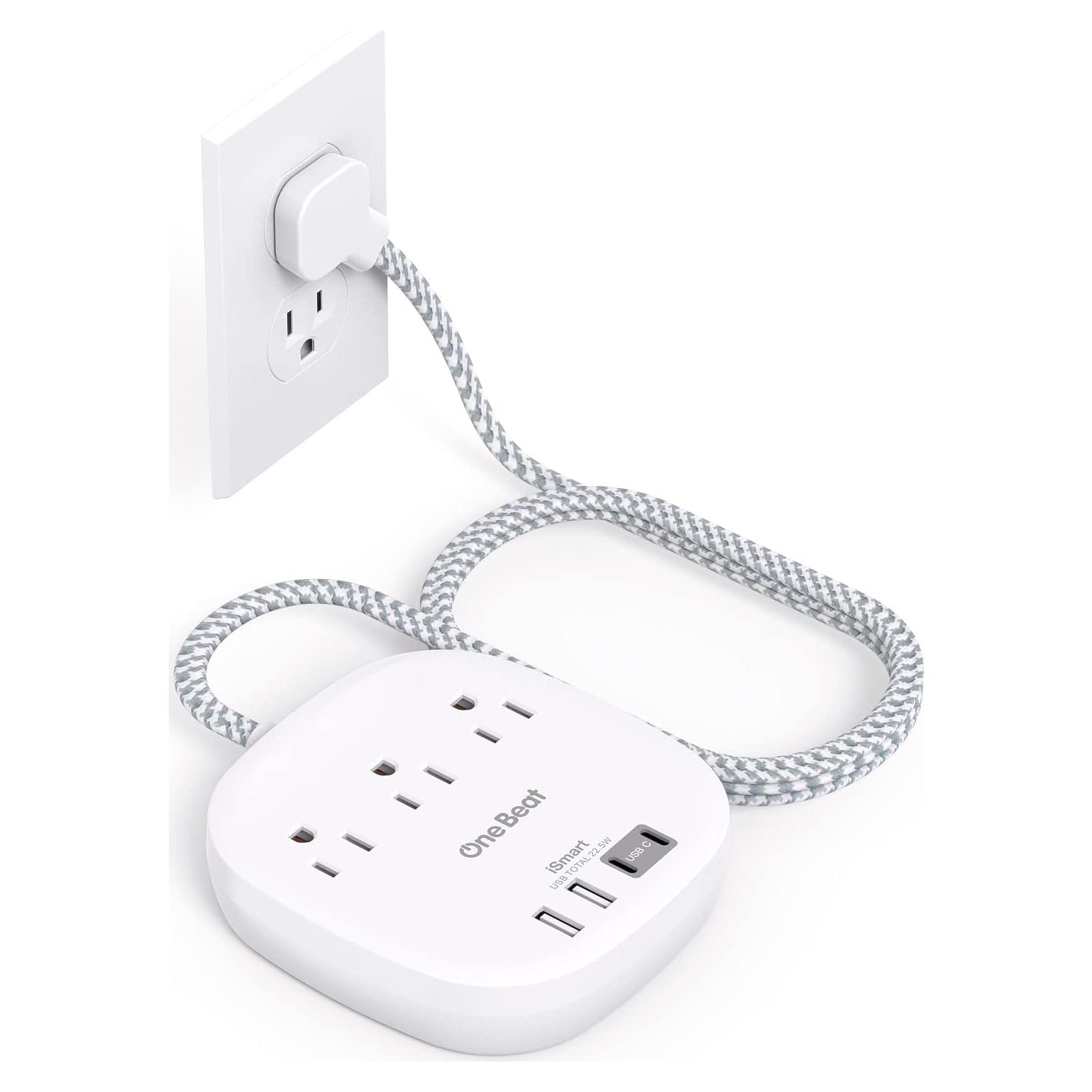 Regleta de enchufes One Beat 3 salidas 4 USB 22.5W blanca