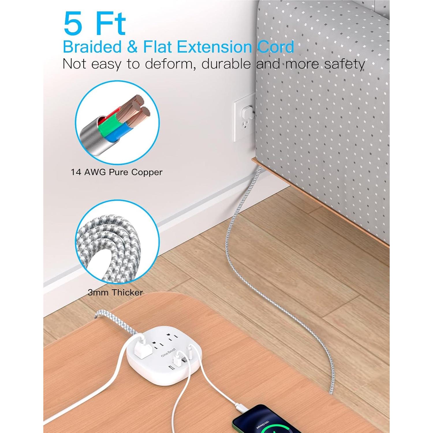 Regleta de enchufes One Beat 3 salidas 4 USB 22.5W blanca