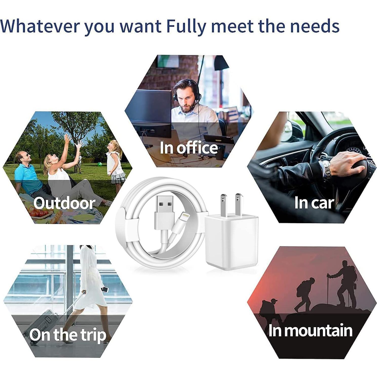 Cargador Rápido para iPhone 2Pack + Cable Lightning MFi