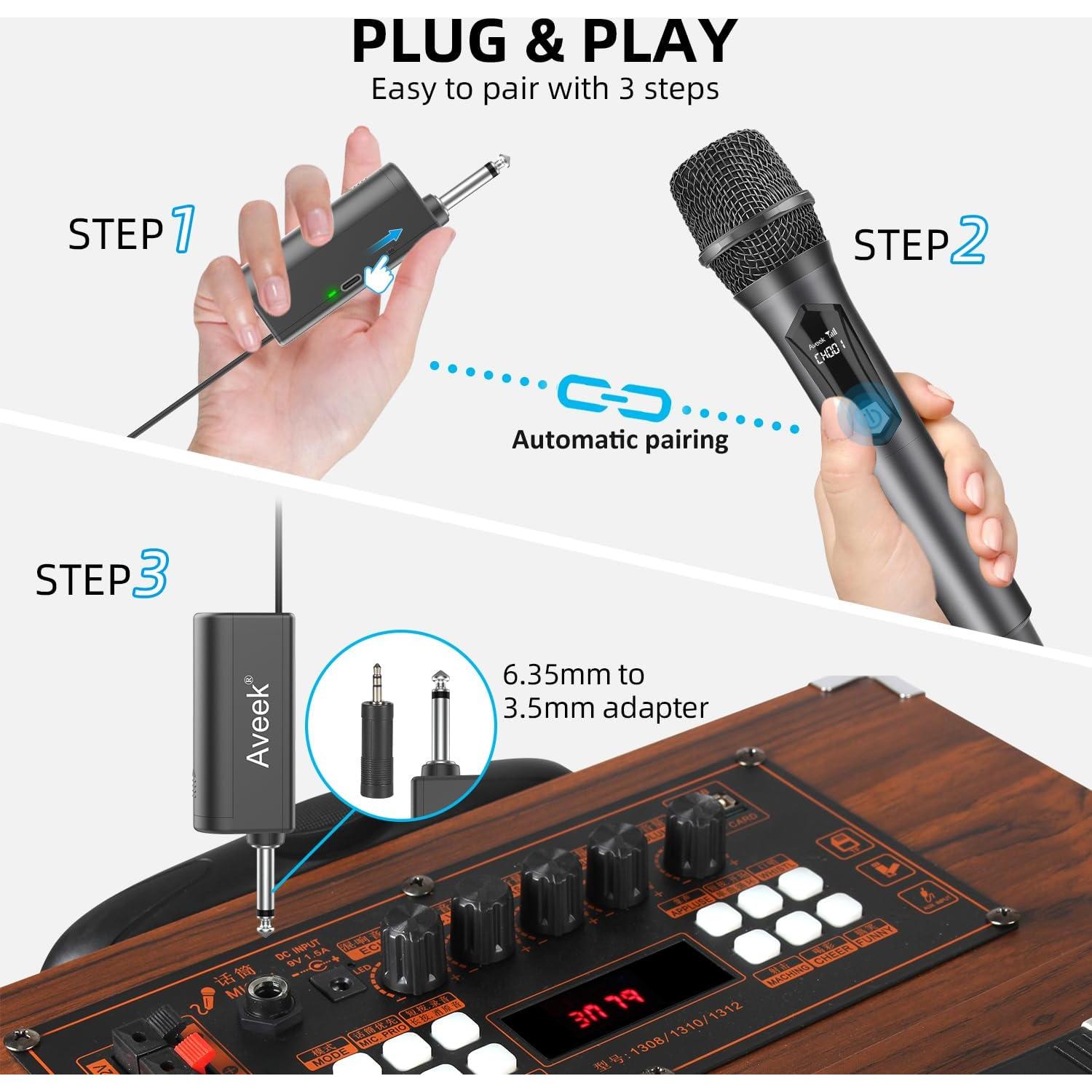 Micrófono Karaoke Inalámbrico Aveek V8, 2 Paquetes
