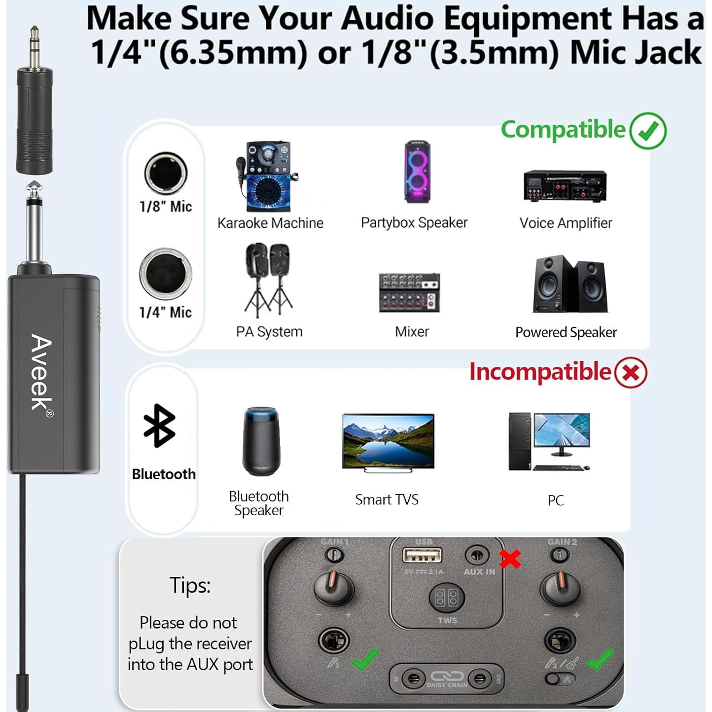 Micrófono Karaoke Inalámbrico Aveek V8, 2 Paquetes