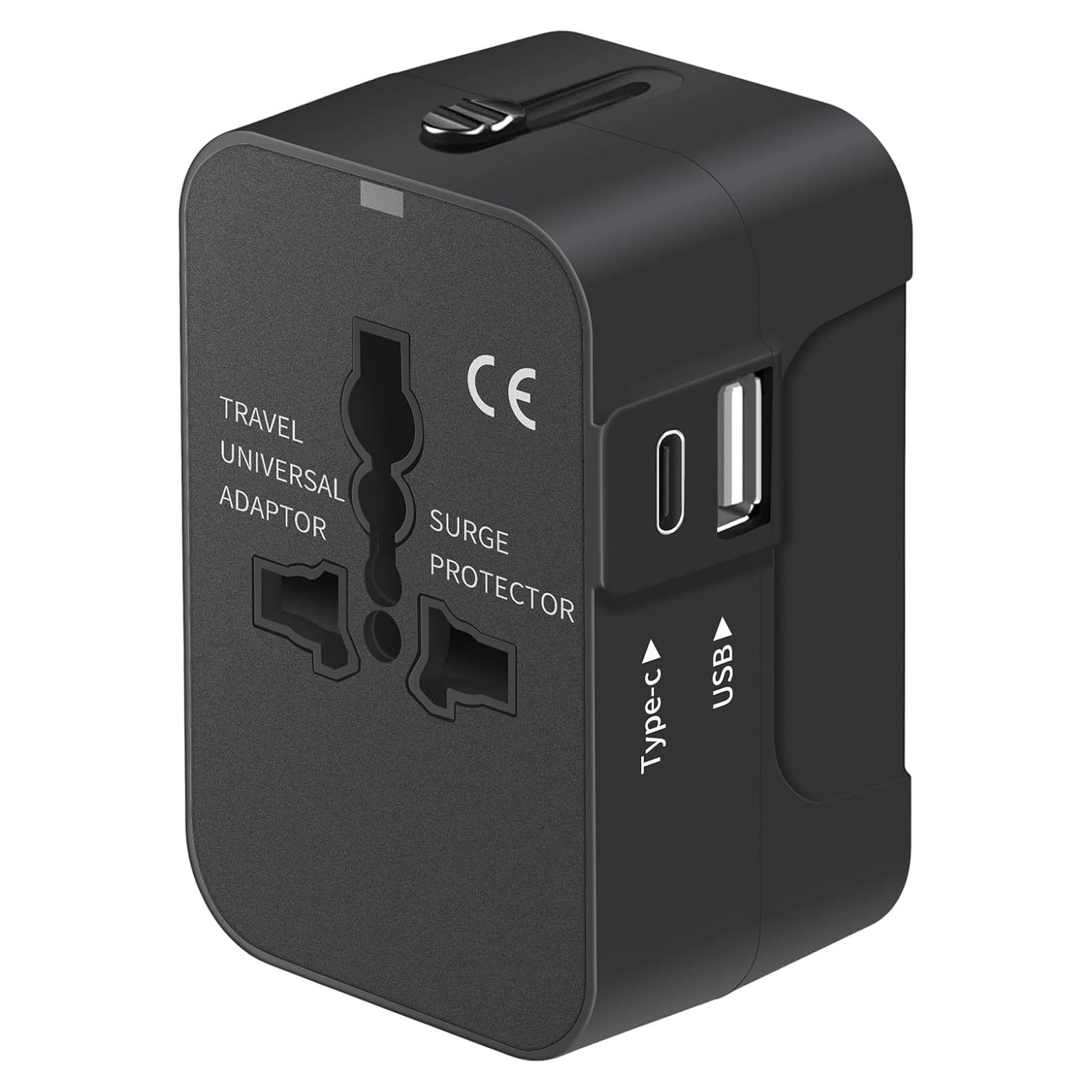 Adaptador de Viaje LIANSING Universal USB C 1A 1C Negro