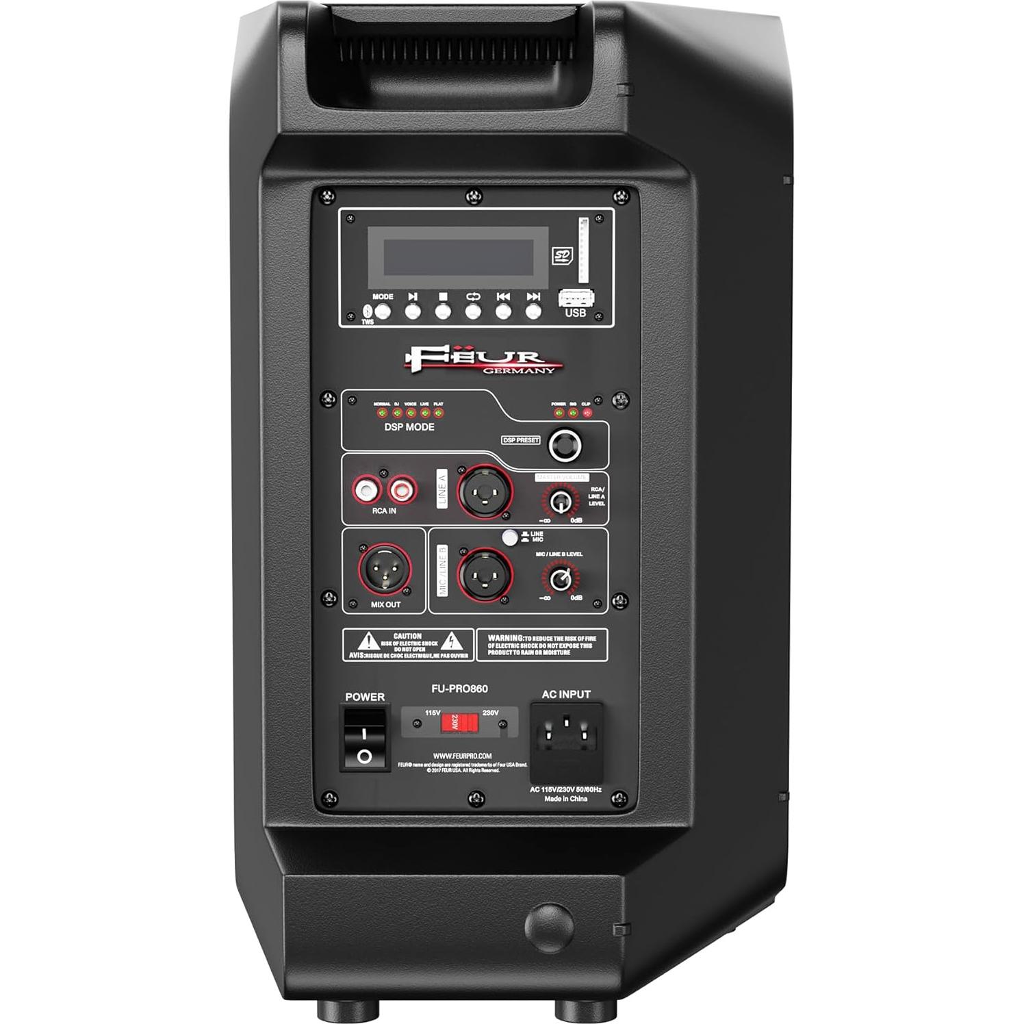 Altavoces PA FEUR FU-PRO860 8" 1000W Bluetooth DSP