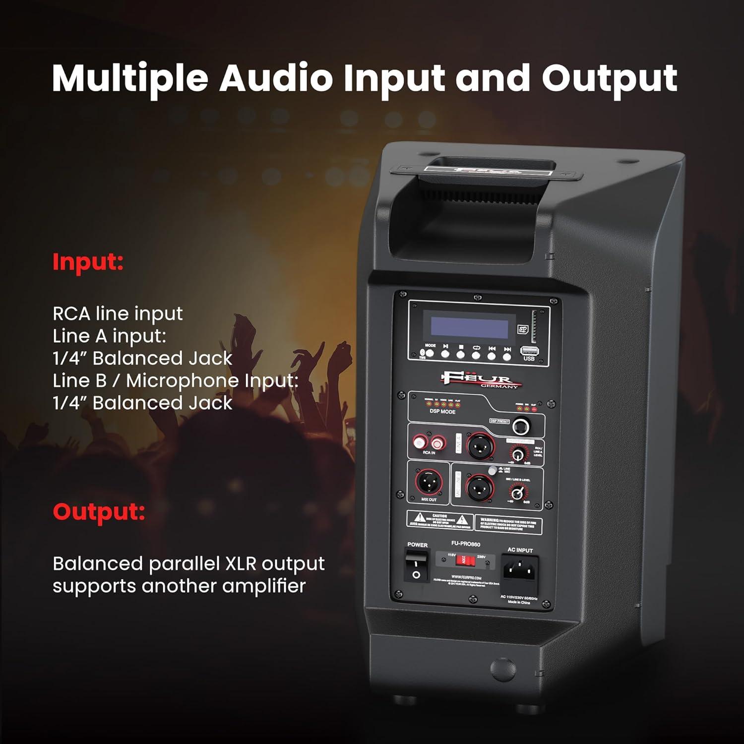 Altavoces PA FEUR FU-PRO860 8" 1000W Bluetooth DSP