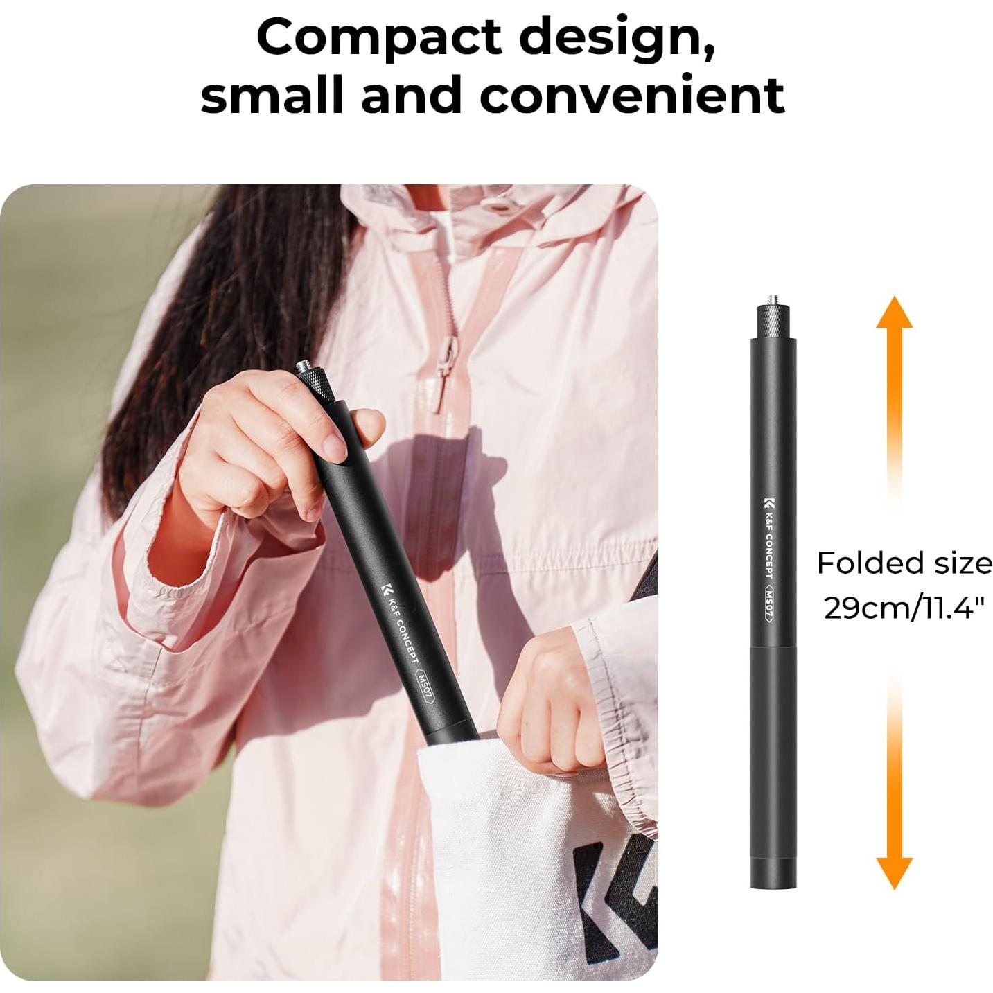 K&F Concept Palo de Selfie Invisible 153cm para GoPro y DJI