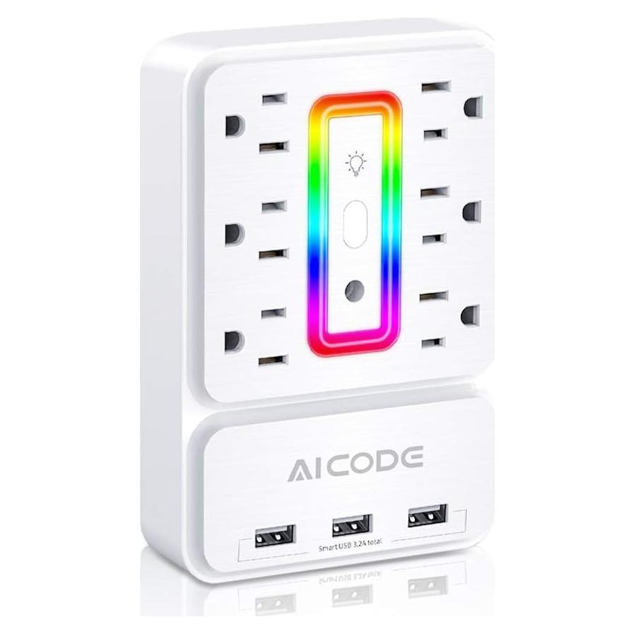Extensor de Enchufe AICODE 6 Salidas CA y 3 USB 3.2A