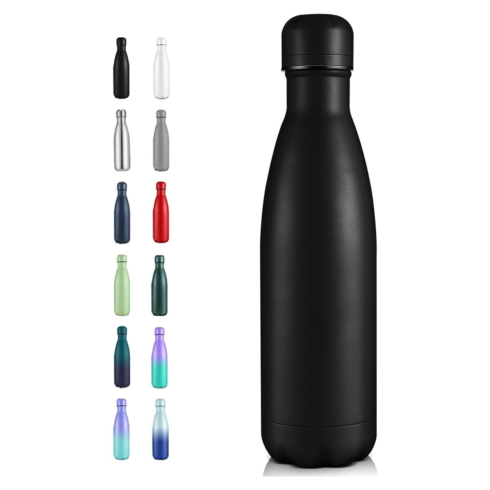 Botella de Agua Aislada Volhoply 500ml Acero Inoxidable Negro