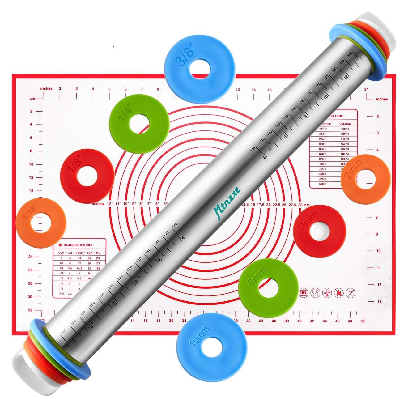 Juego de Rodillo Ajustable y Alfombrilla de Silicona MTNZXZ