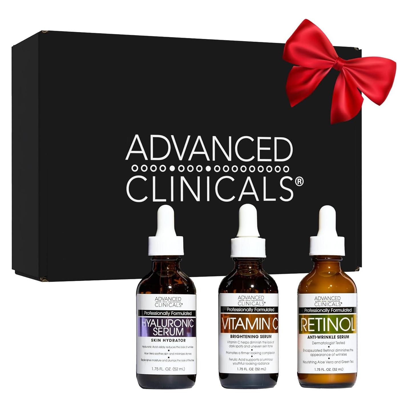 Conjunto de Serums Antienvejecimiento Advanced Clinicals - Vitamina C, Retinol y Ácido Hialurónico