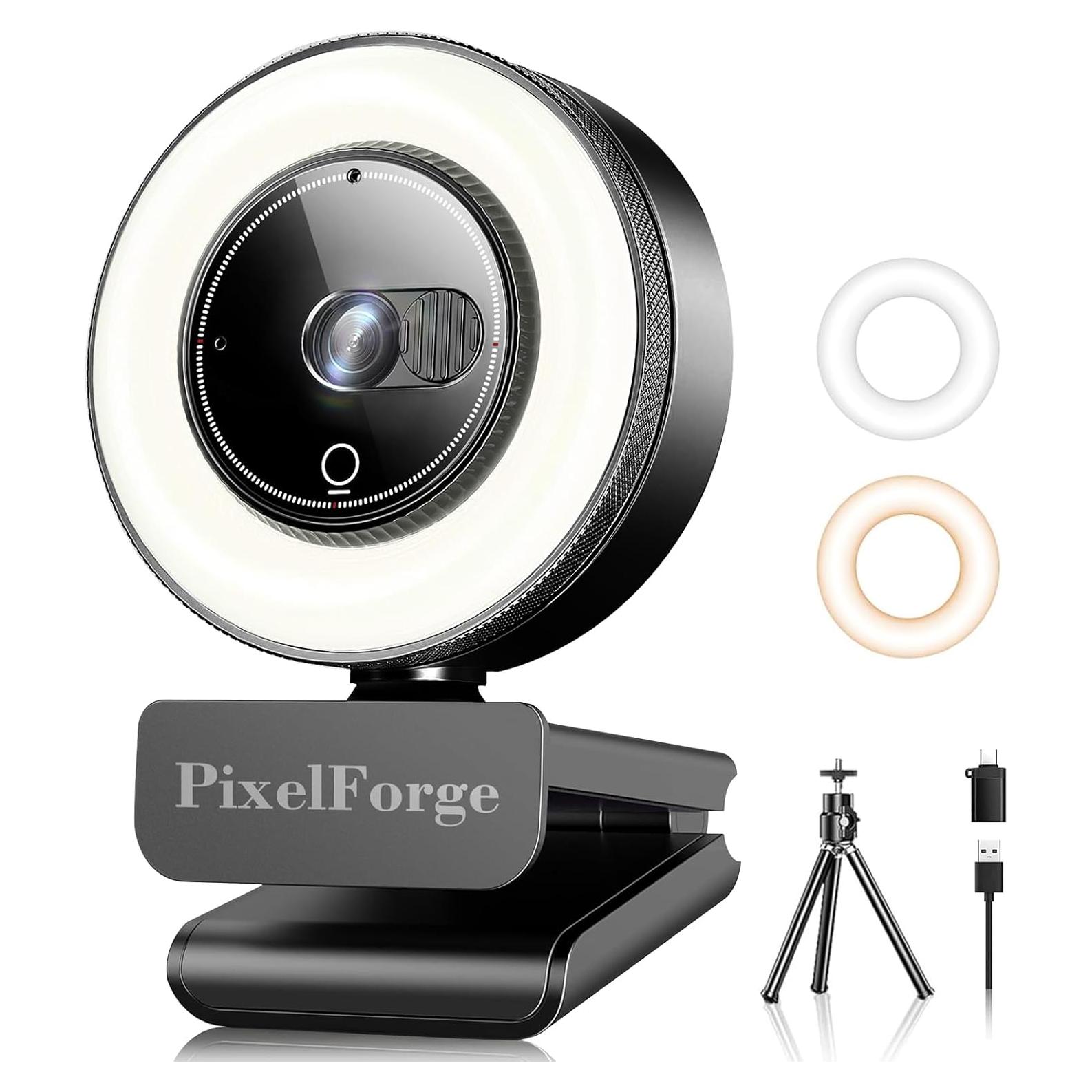 Cámara Web 4K PixelForge con Micrófono y Luz Integrada