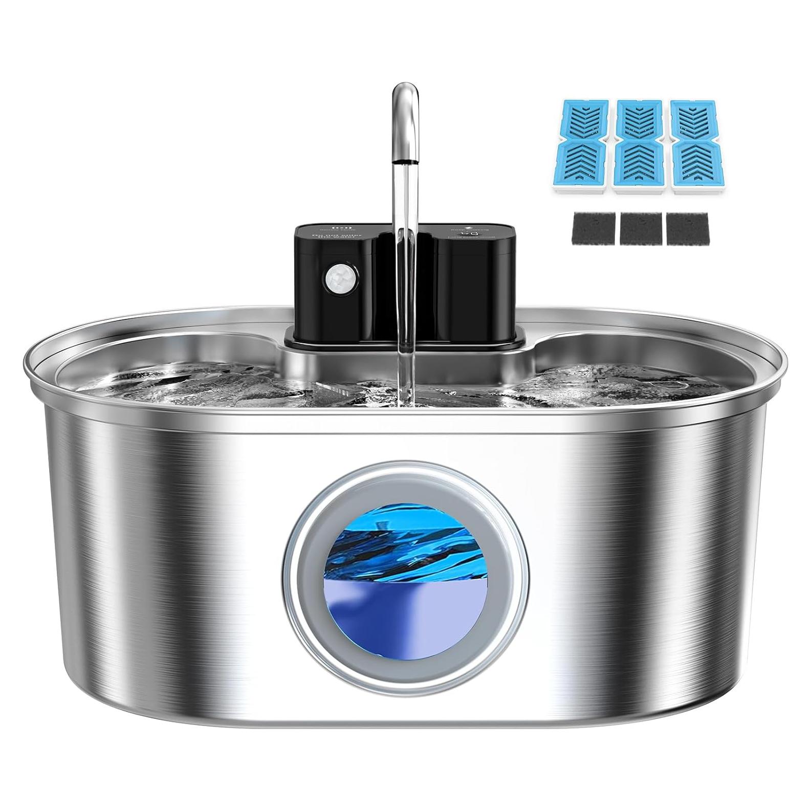 Fuente de Agua Inalámbrica PEKTACO para Gatos 3.2L Acero Inoxidable