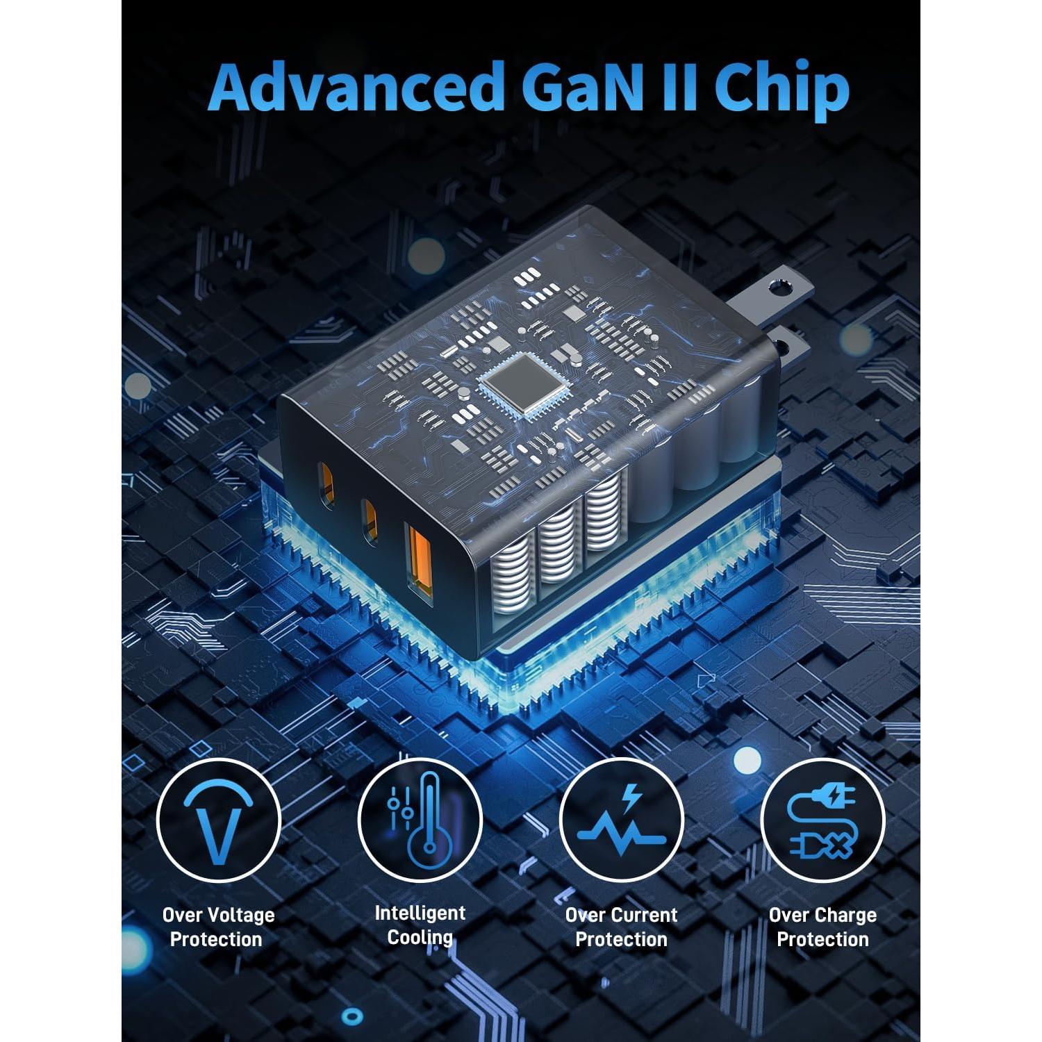 Cargador USB-C 100W 3 Puertos Rápido SHENZHEN - Negro