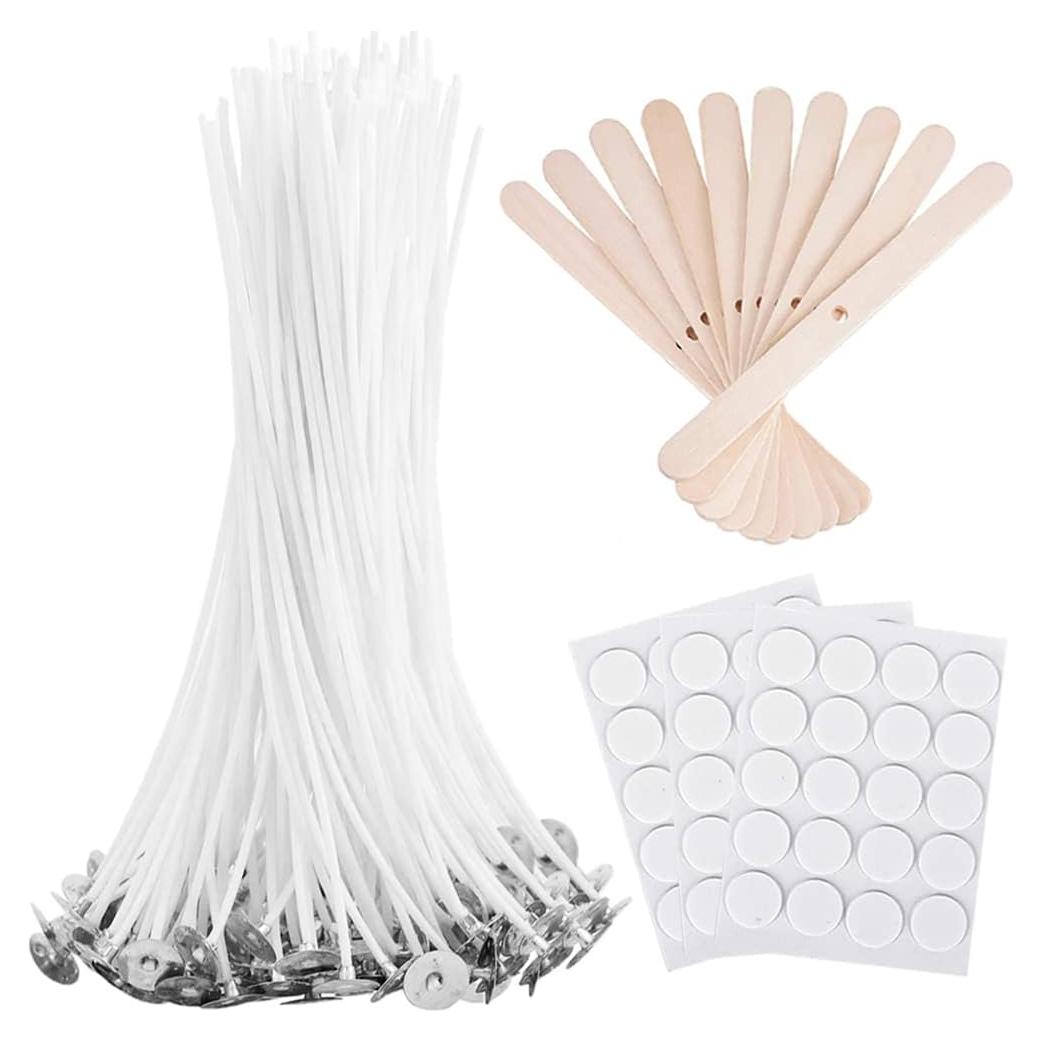 Mechas de Vela 15.24 cm Antunihood - 100 Pcs con Pegatinas y Soportes