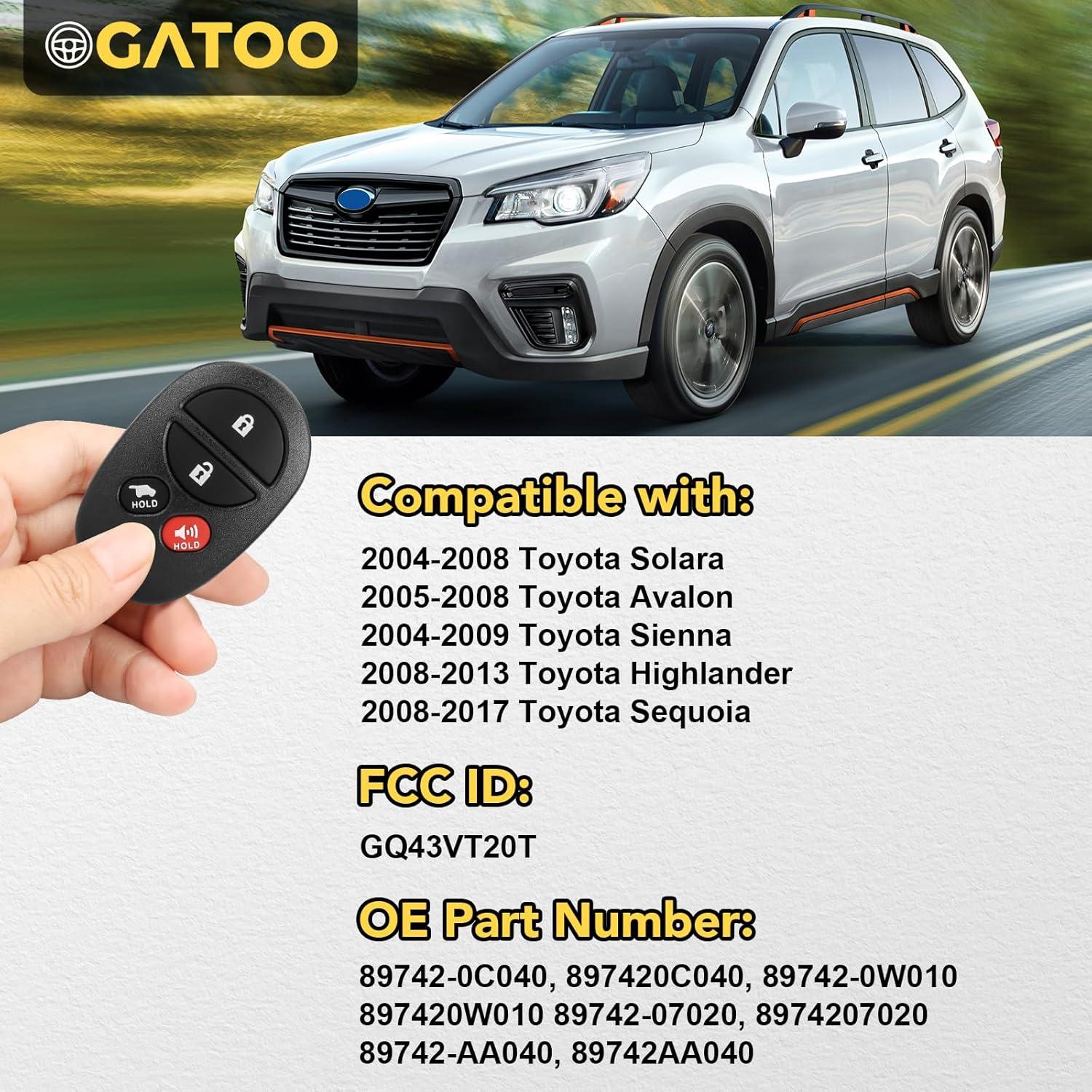 Llavero control remoto Toyota Solara 2004-2008 OGATOO 4 botones