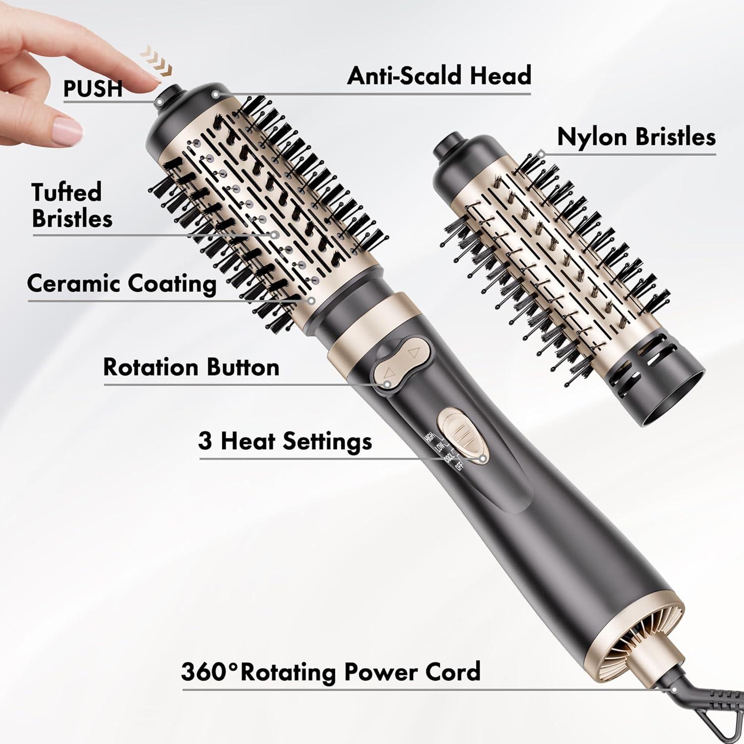 Cepillo Secador de Cabello Rotatorio DAILYLIFE 4 en 1 con 2 Cepillos