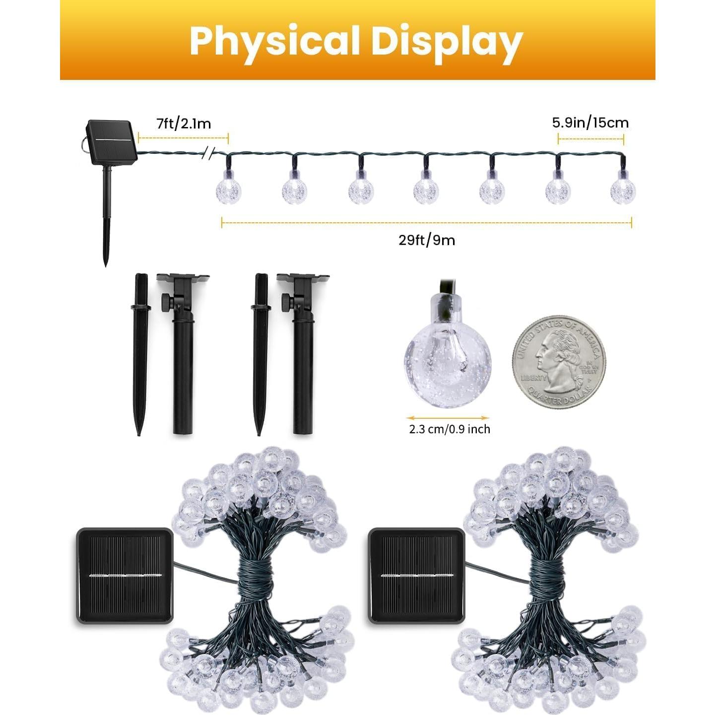Luces de Cadena Solares Brightown 120 LED 21.9 m Impermeables