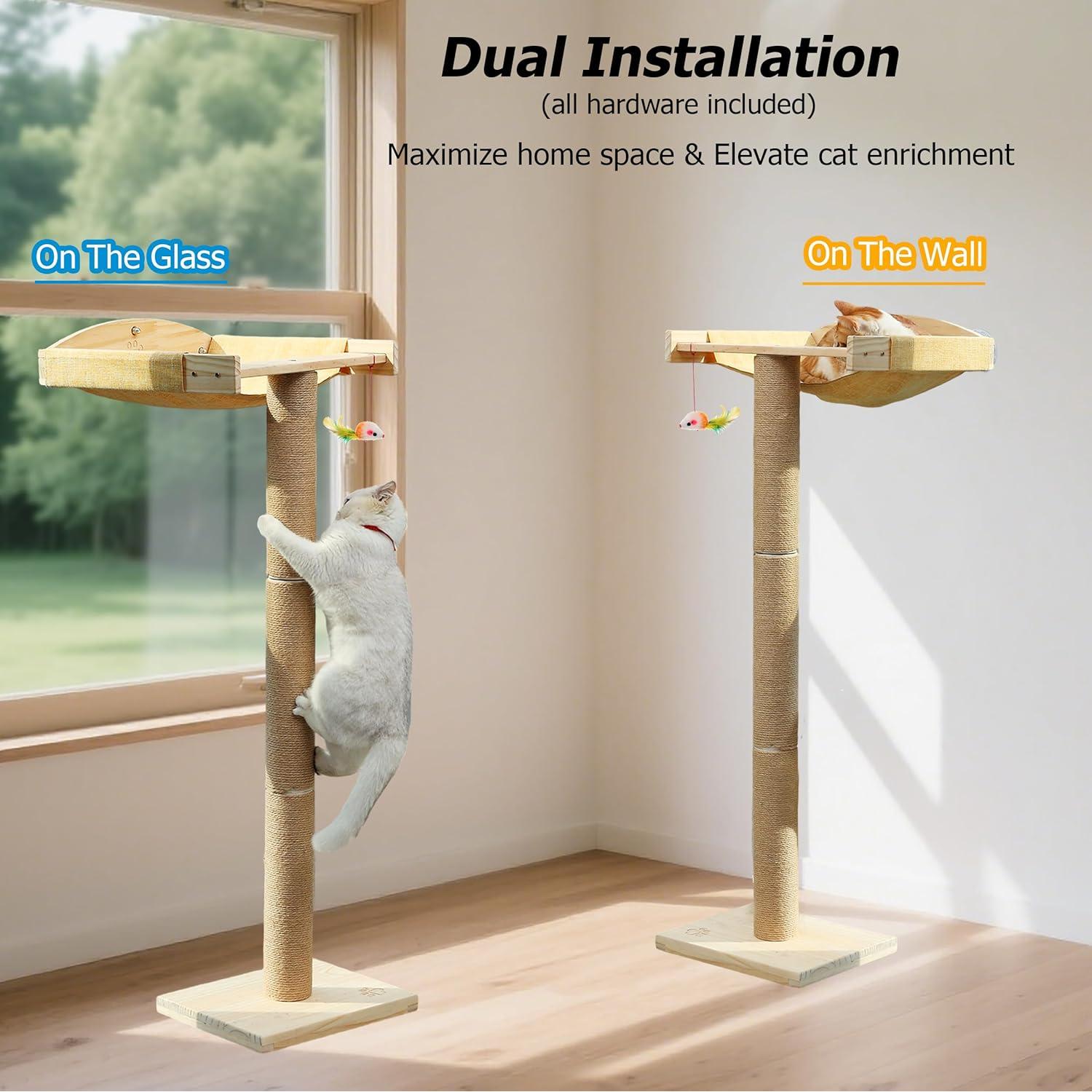 Perchera de Ventana para Gatos Caloreduce 116.84 cm con Rascador