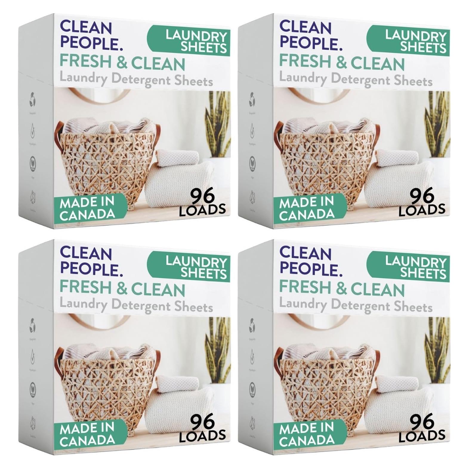 Hojas de detergente Clean People - 384 unidades hipoalergénicas