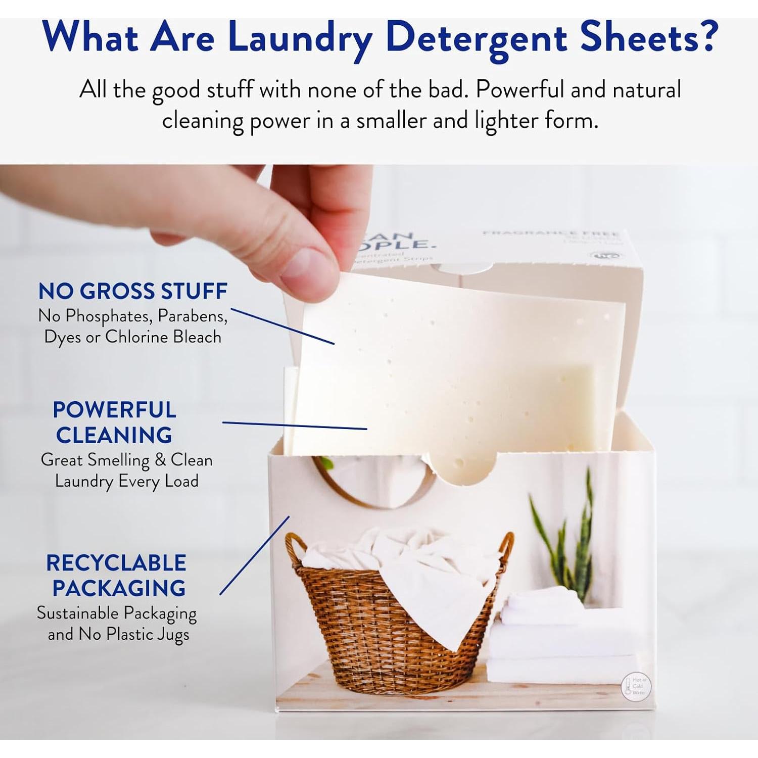 Hojas de detergente Clean People - 384 unidades hipoalergénicas